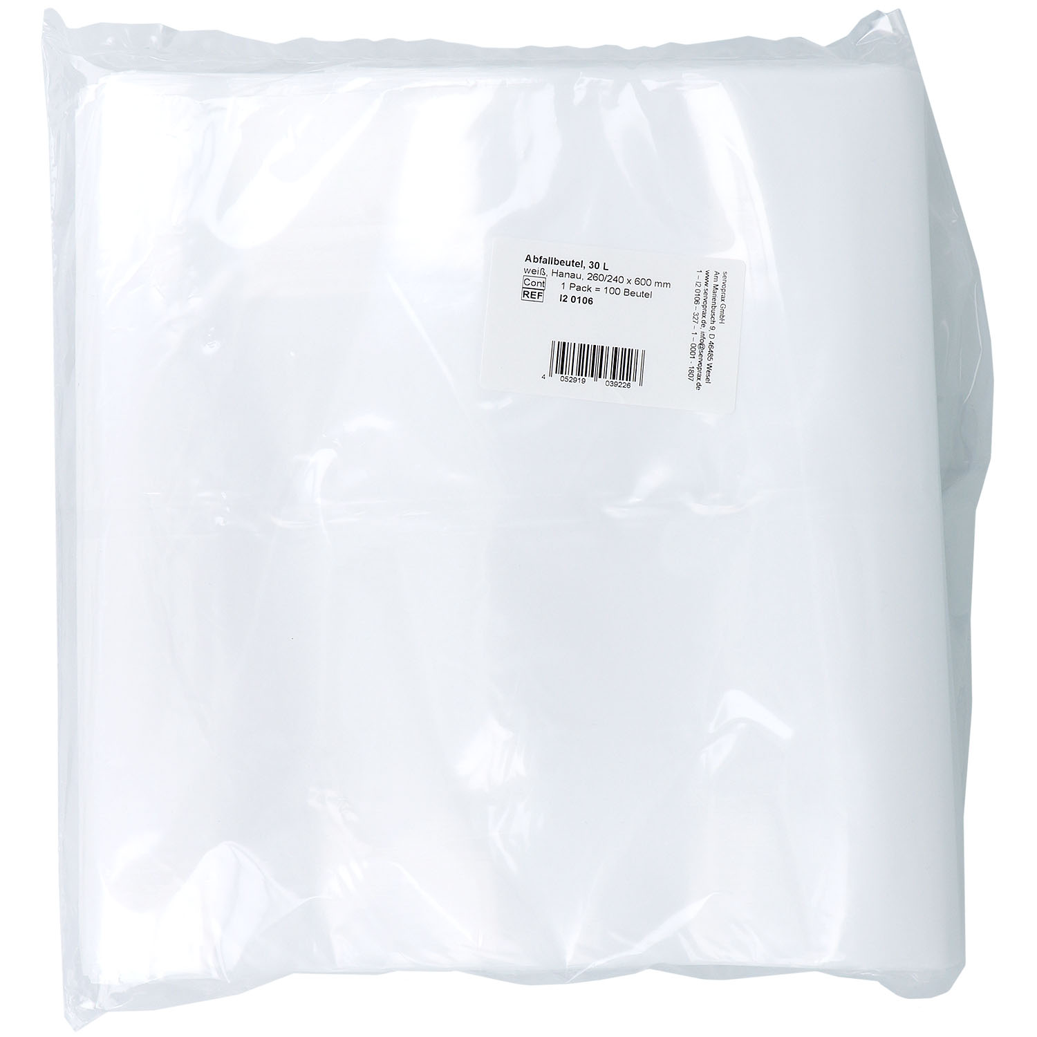 Abfallbeutel lose weiß 30 l Eimer - 100 St.