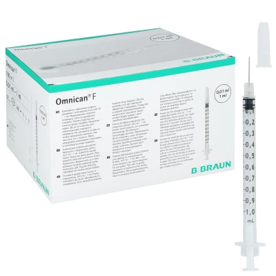 Feindosierungsspritze Omnican F vor Verpackung