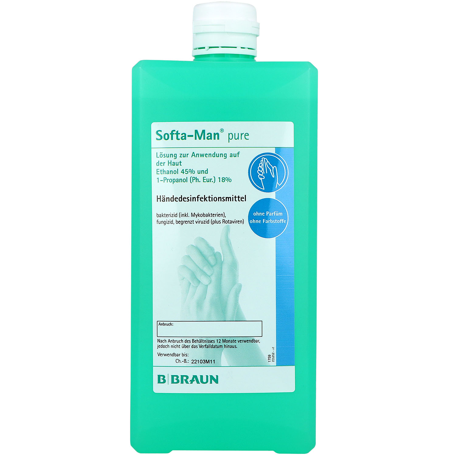 SOFTA MAN pure Händedesinfektionsmittel - 1000 ml