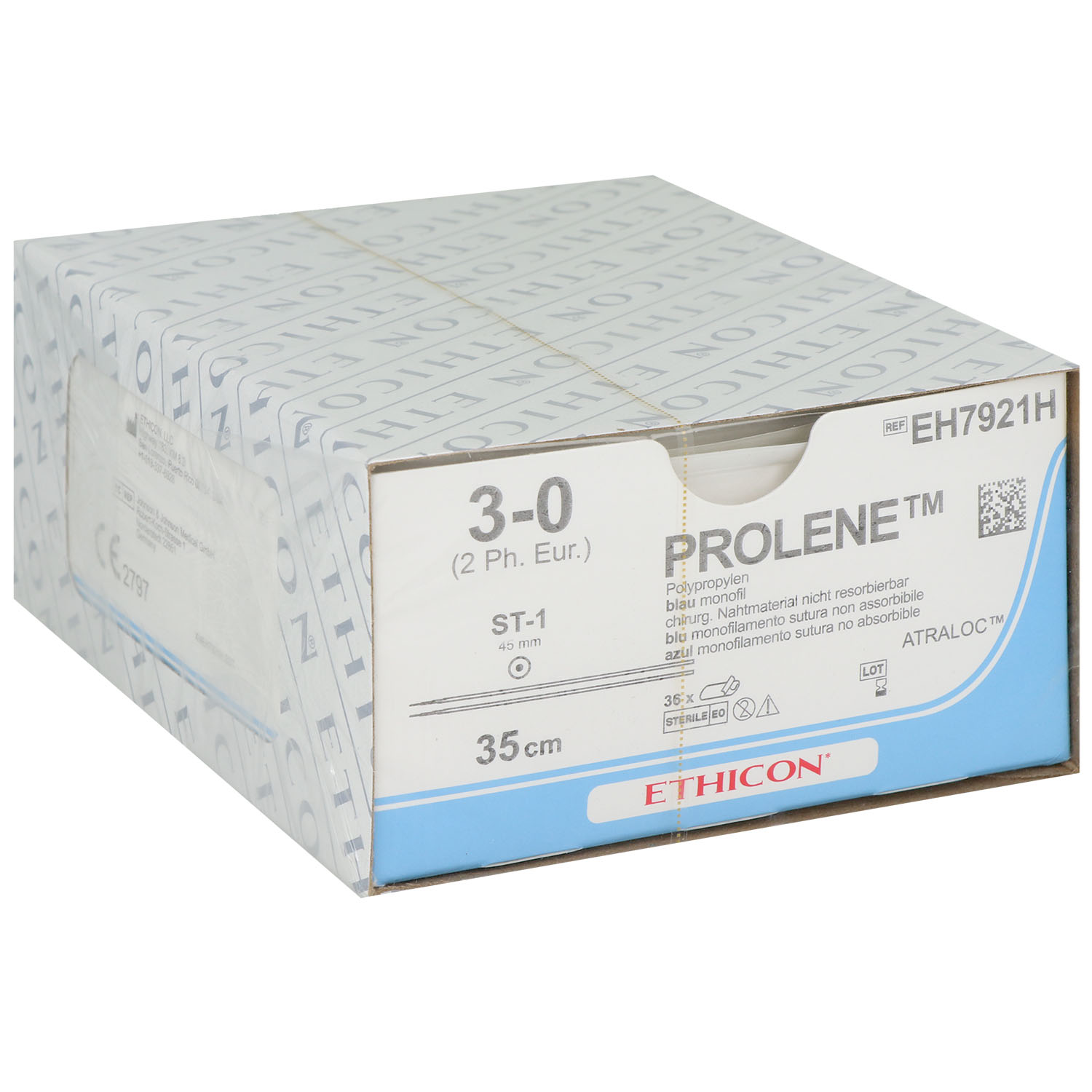 Prolene Polypropylene Suture monofil EH7921H; ST-1; 45 mm; 3-0; 35 cm - 36 St.