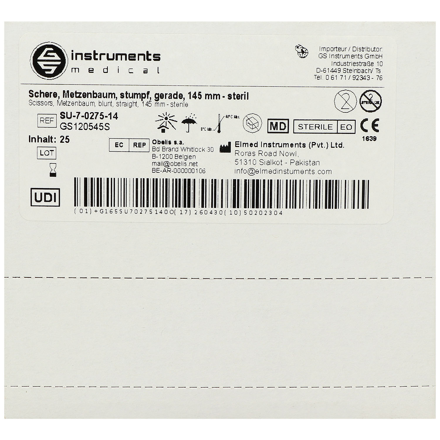 Einmal Scheren nach Metzenbaum, steril 