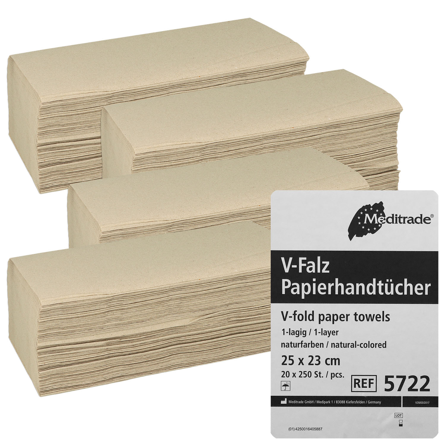 V-Falz-Papierhandtuch 1-lagig natur (recycled) 20 x 250 Blatt