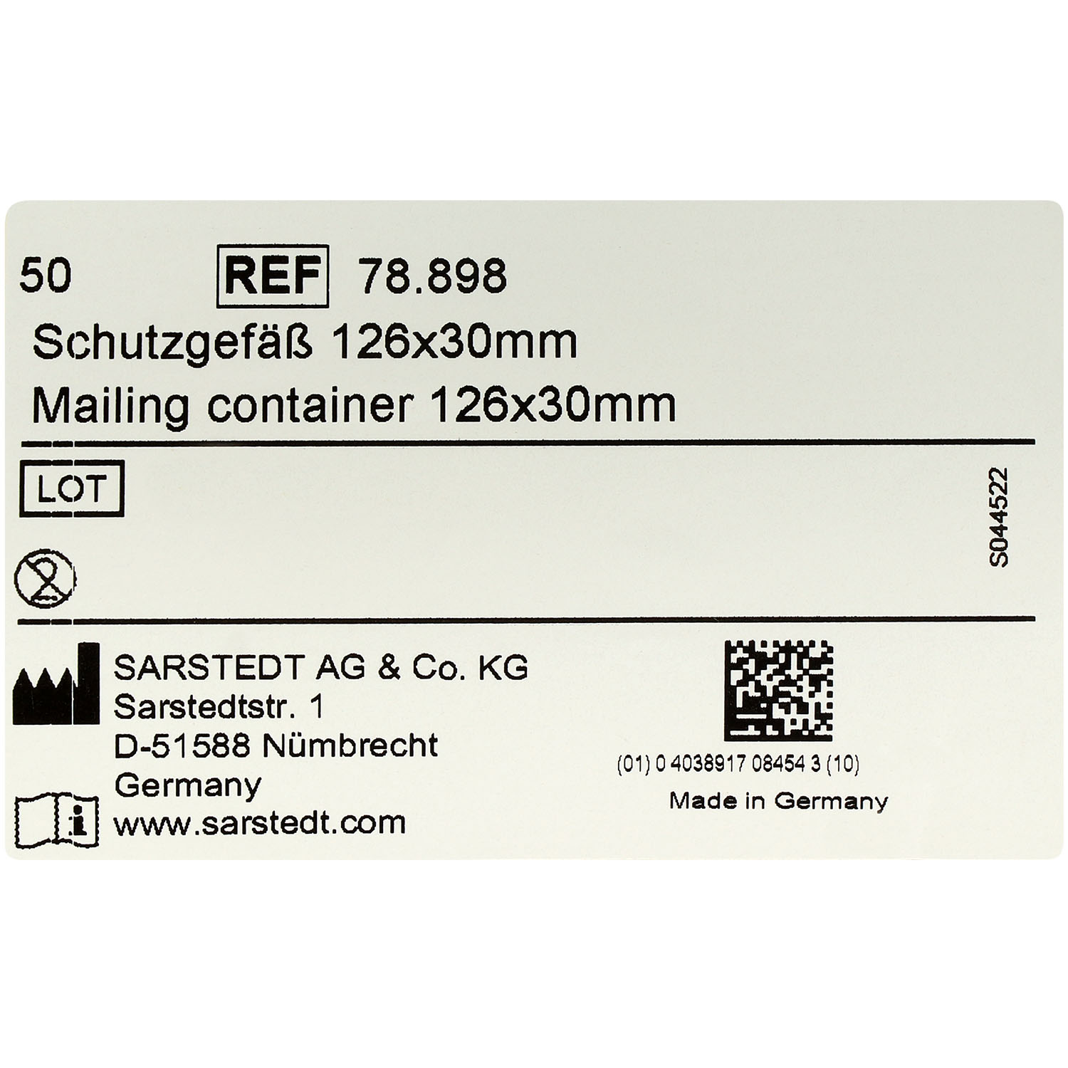Schutzgefäß rund ohne Verschluss