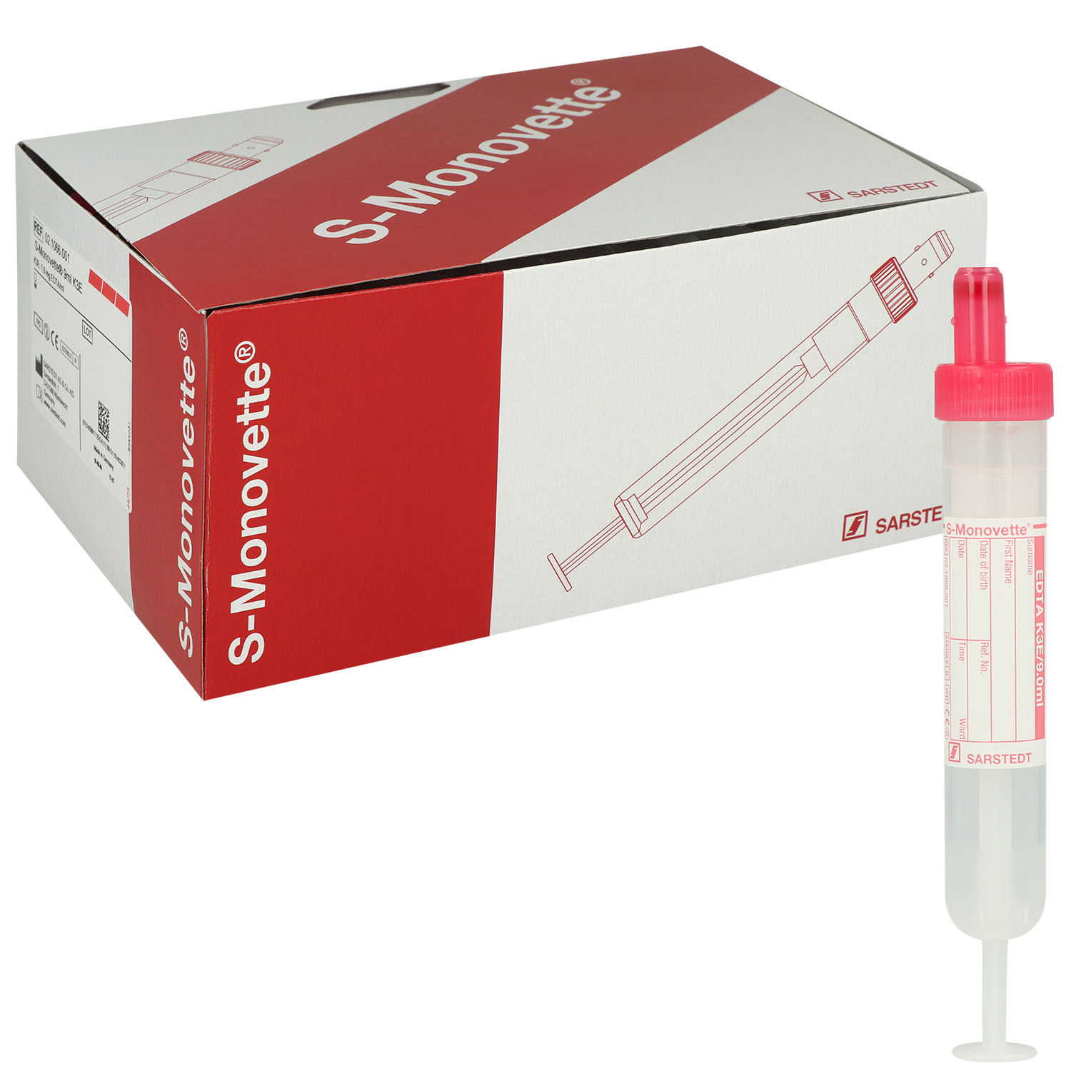 S-Monovette K3 EDTA 9 ml - Verschluss rot - (LxØ) 92 x 16 mm