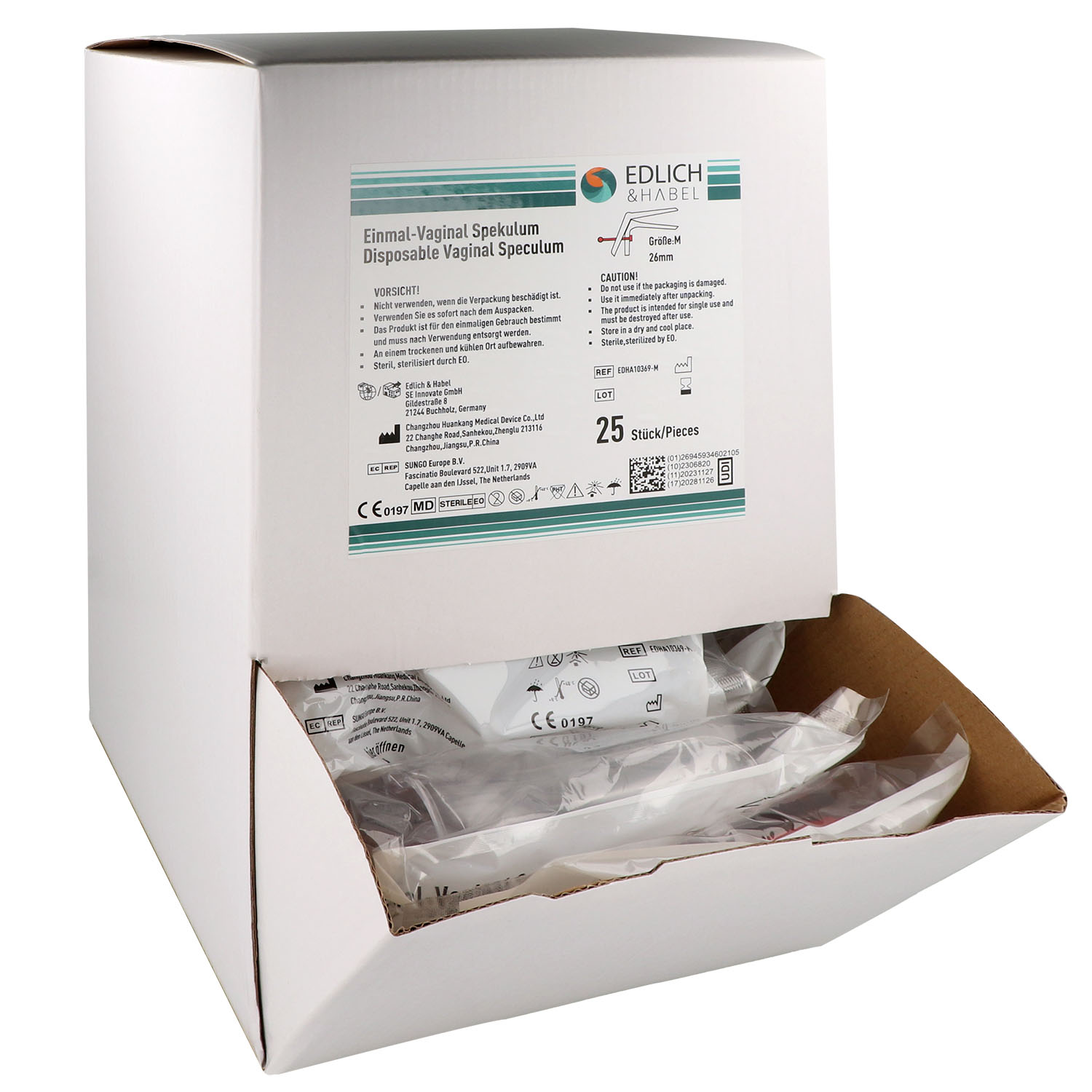 Vaginal Einmal-Spekulum mit Steckverschluss - M - Ø 26 mm - rot