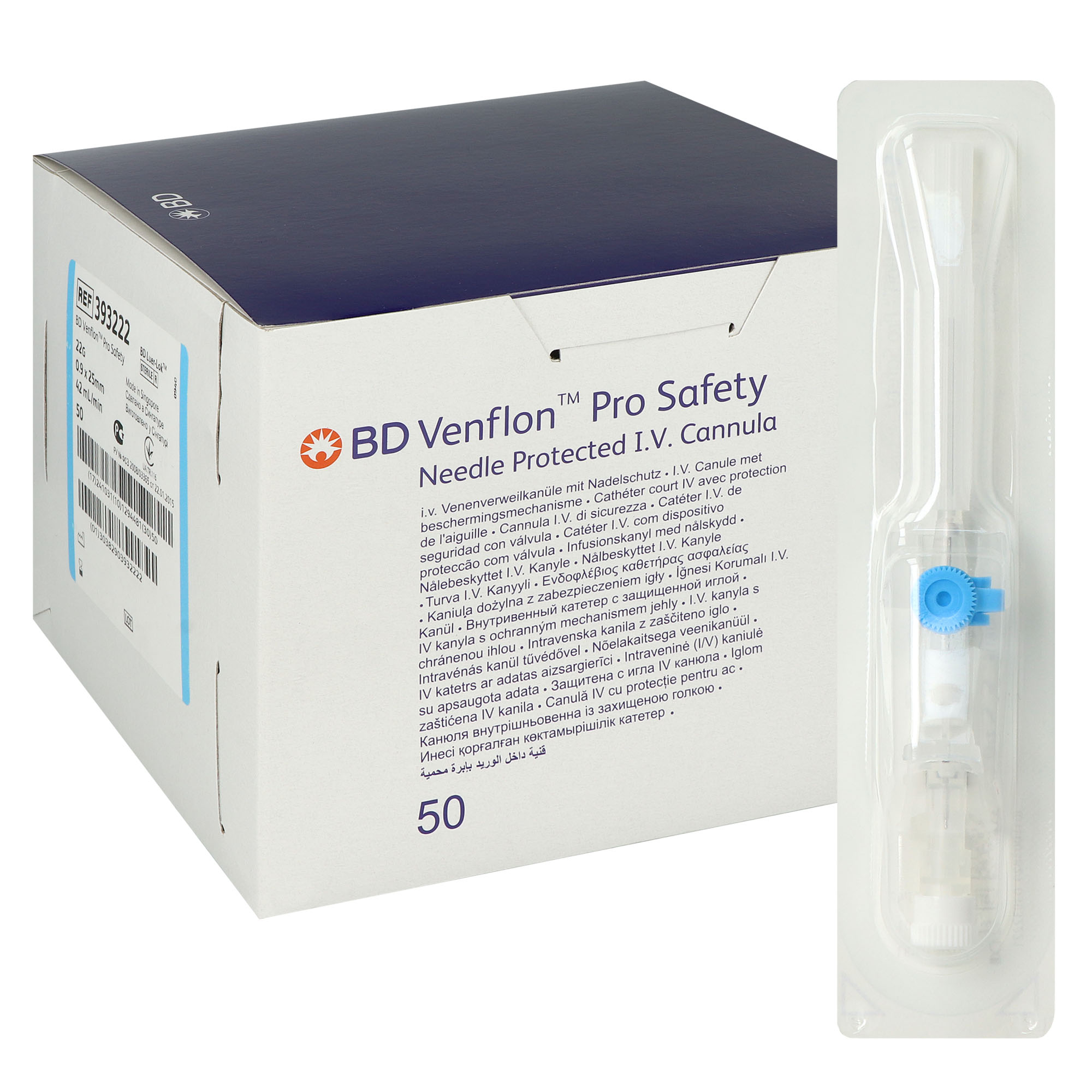 BD Venflon Pro Safety G22 - 0.90 x 25 mm - blau - 50 St.