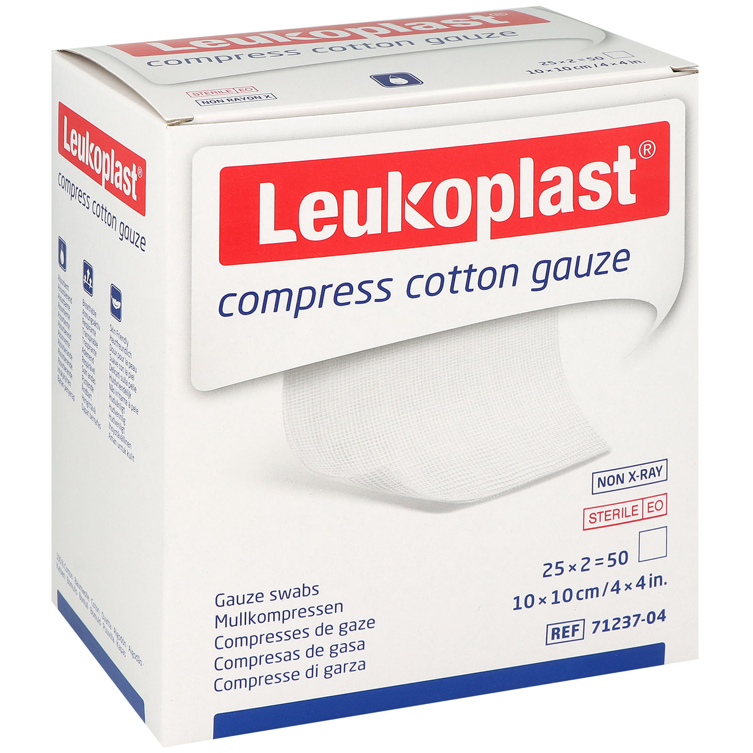 Leukoplast compress Cotton Gauze steril 10 x 10 cm - 8-fach - 25x2 St.
