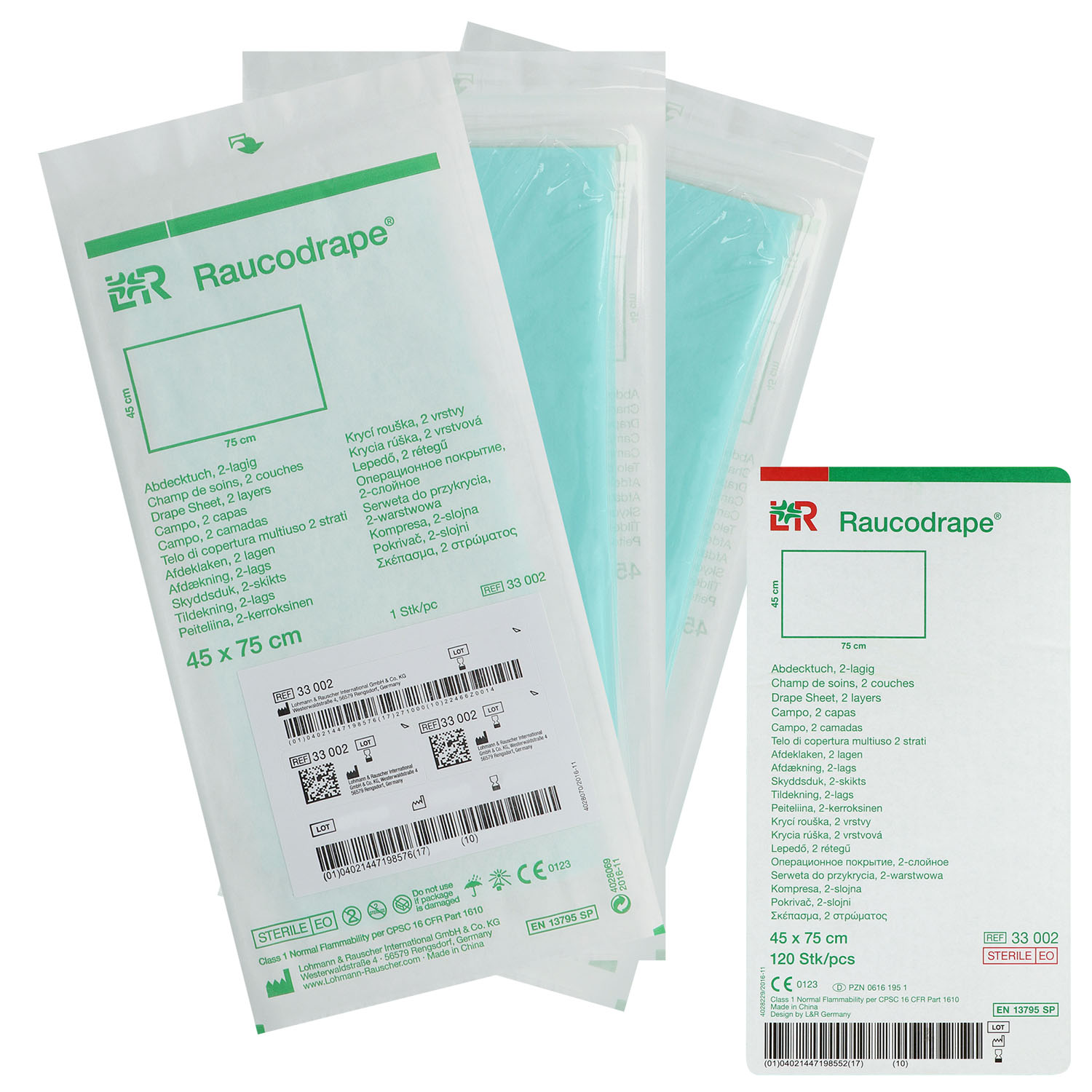 Raucodrape Abdecktücher steril, 2-lagig, 45 x 75 cm - 120 St.