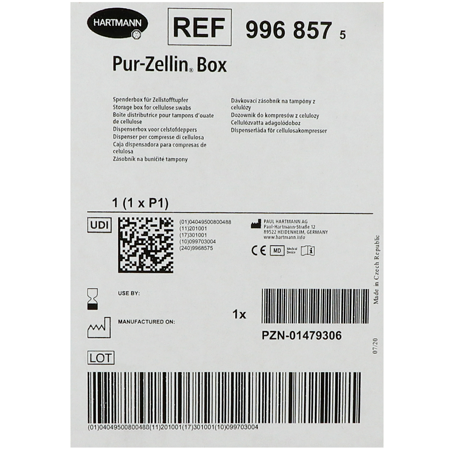 Hartmann Pur-Zellin-Box, Spenderbox leer