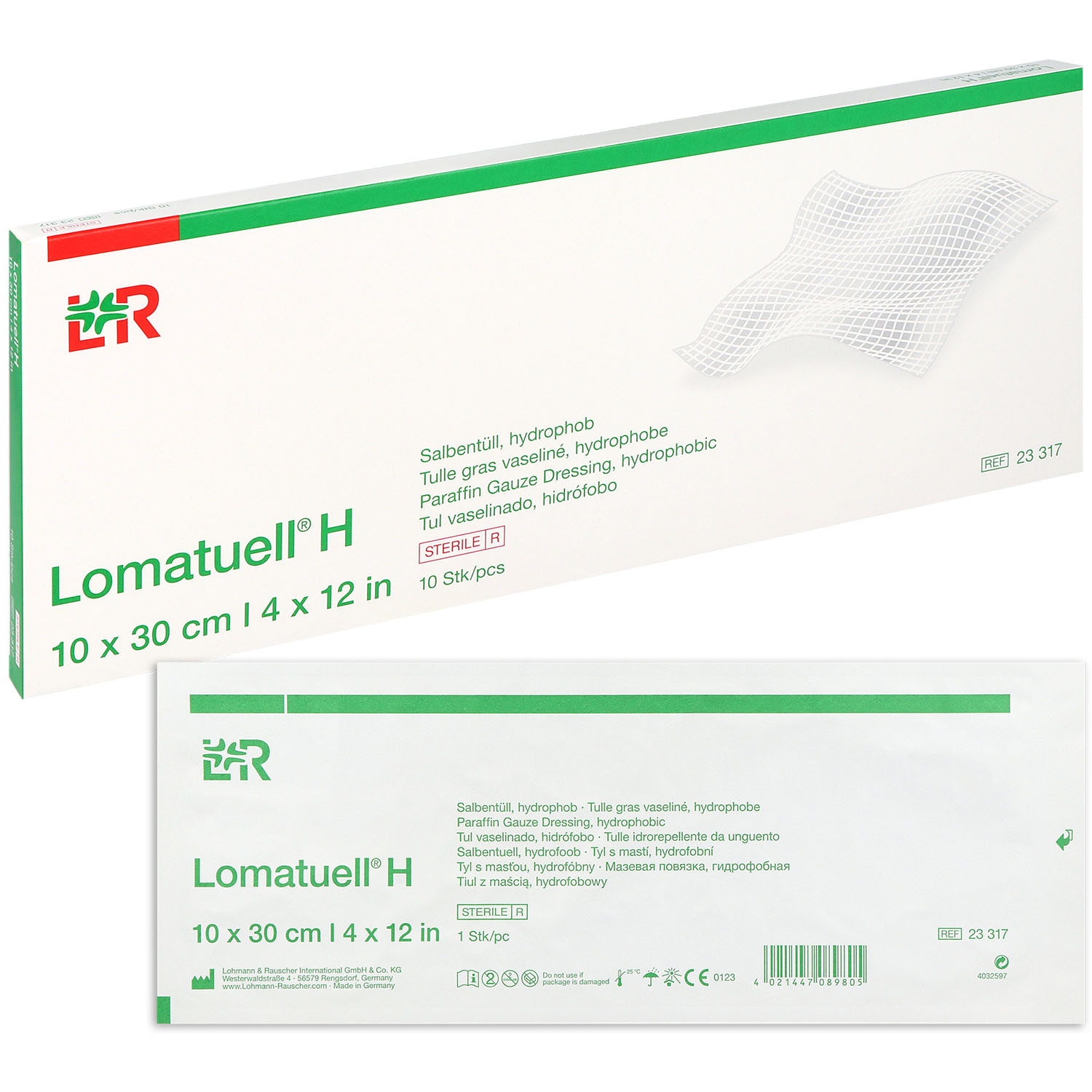 Lomatuell H Salbentüll 10 x 30 cm - 10 Stück