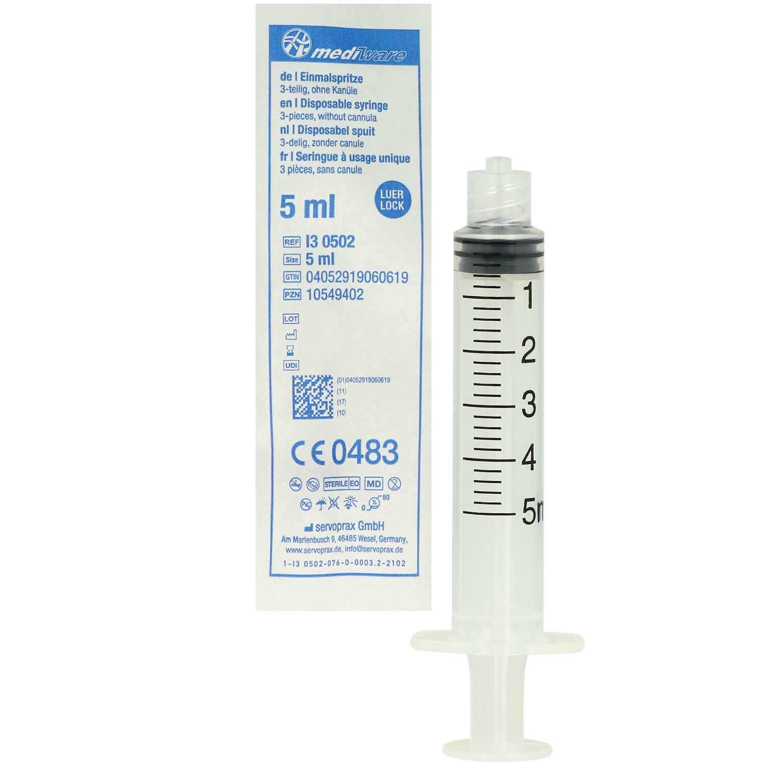 Mediware Einmalspritzen Luer Lock 5 ml - 100 St.