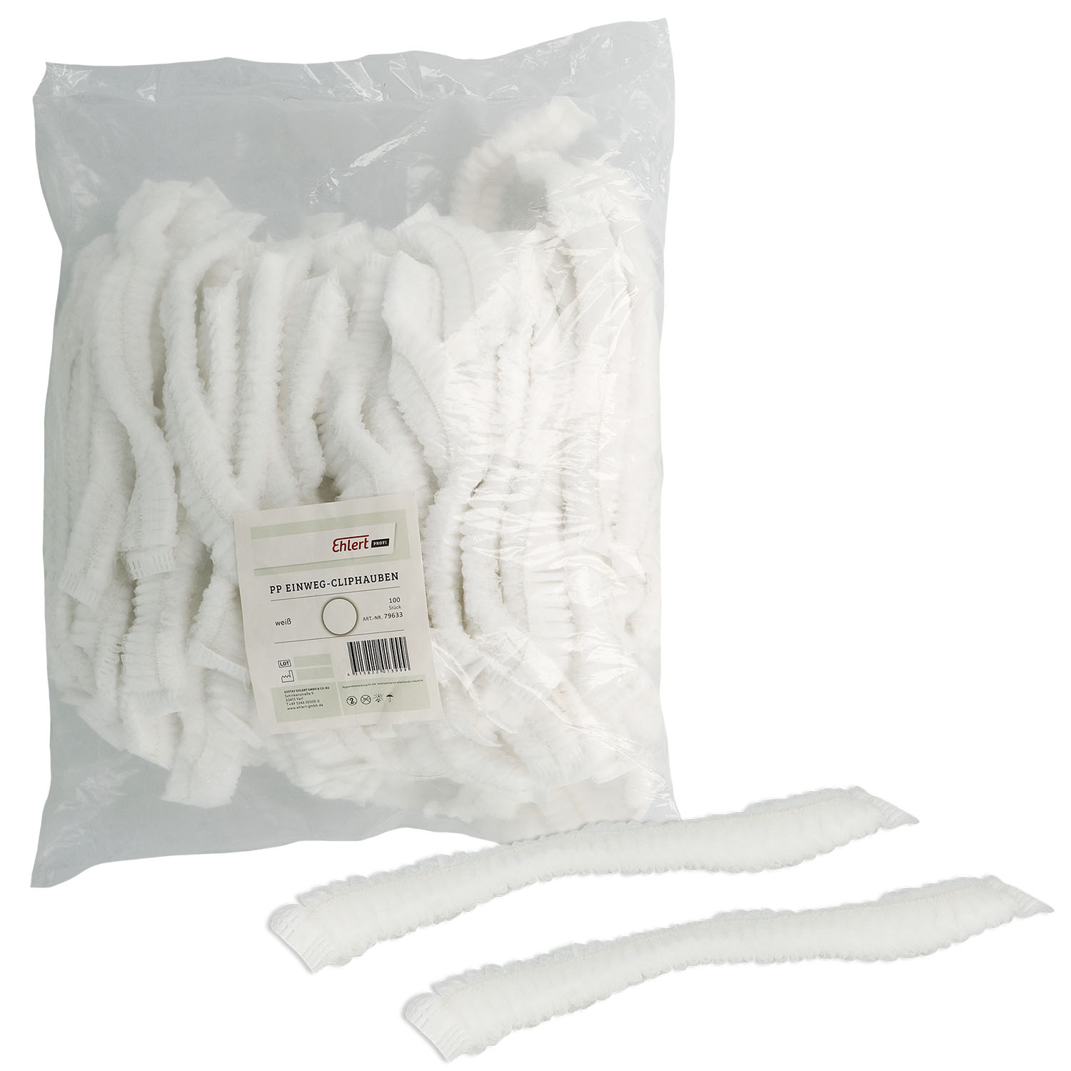 Klipphaube PP-Vliesstoff weiß - 100 St