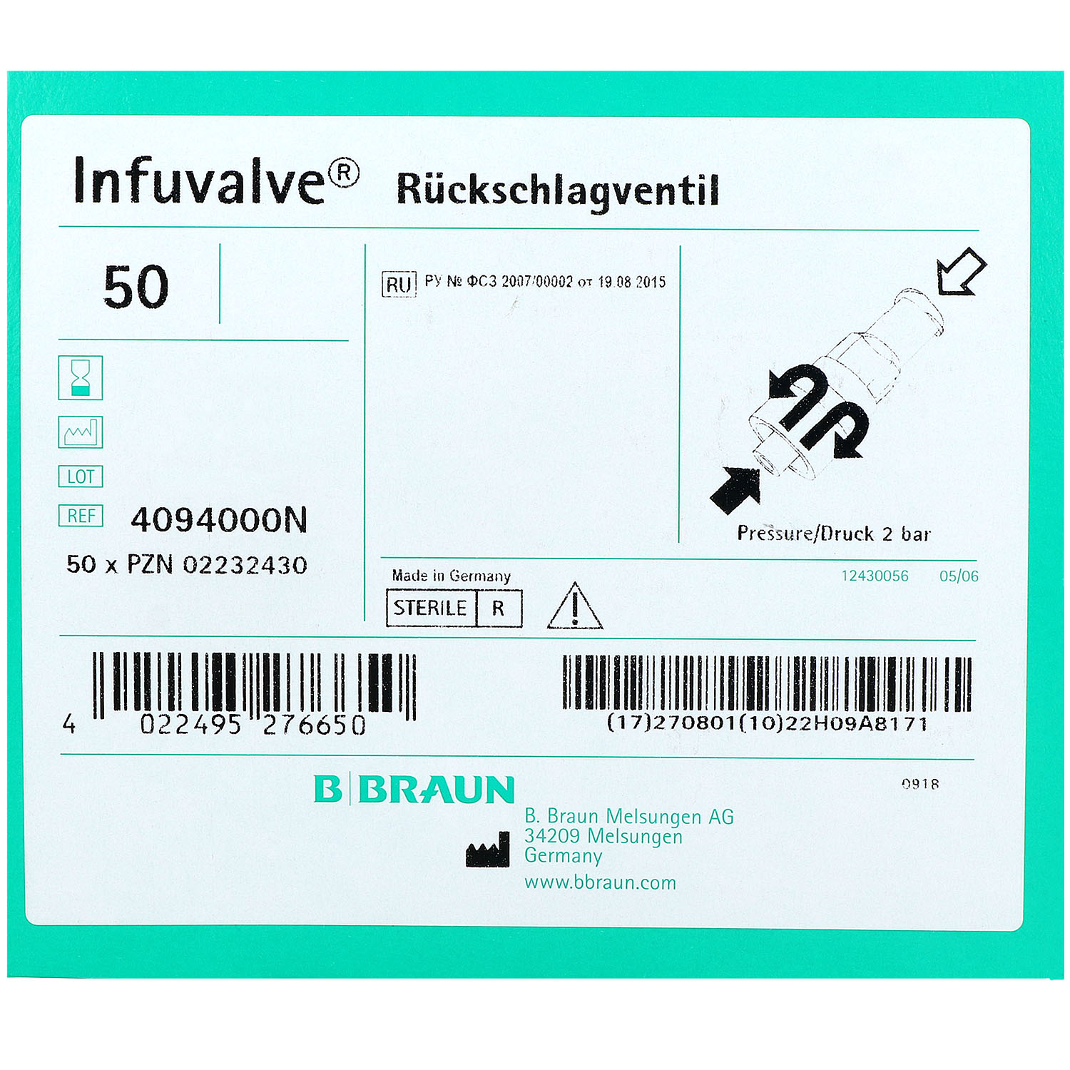 Infuvalve Rückschlagventil für Parallelinfusion