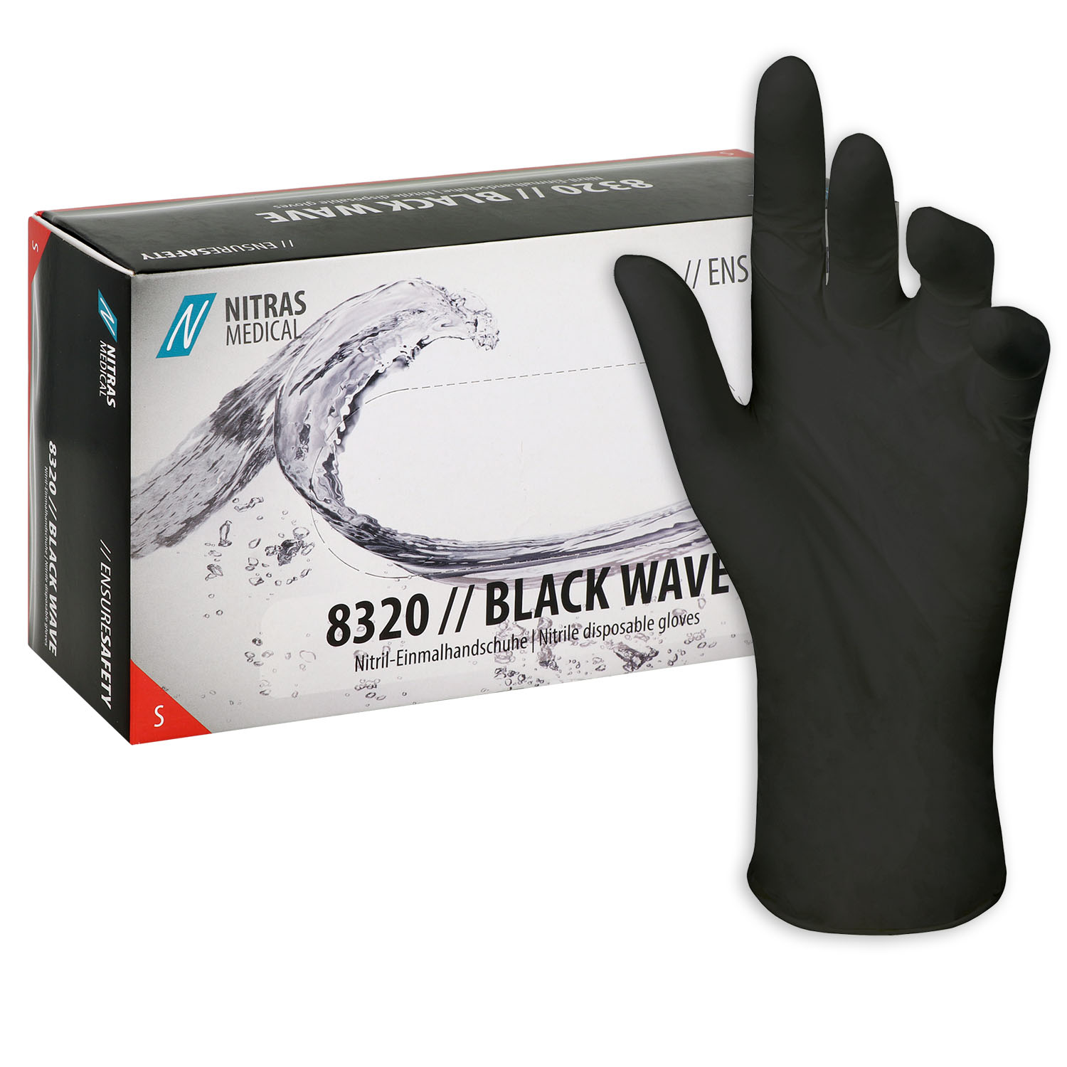 Black Wave Nitrilhandschuhe, puderfrei, schwarz
