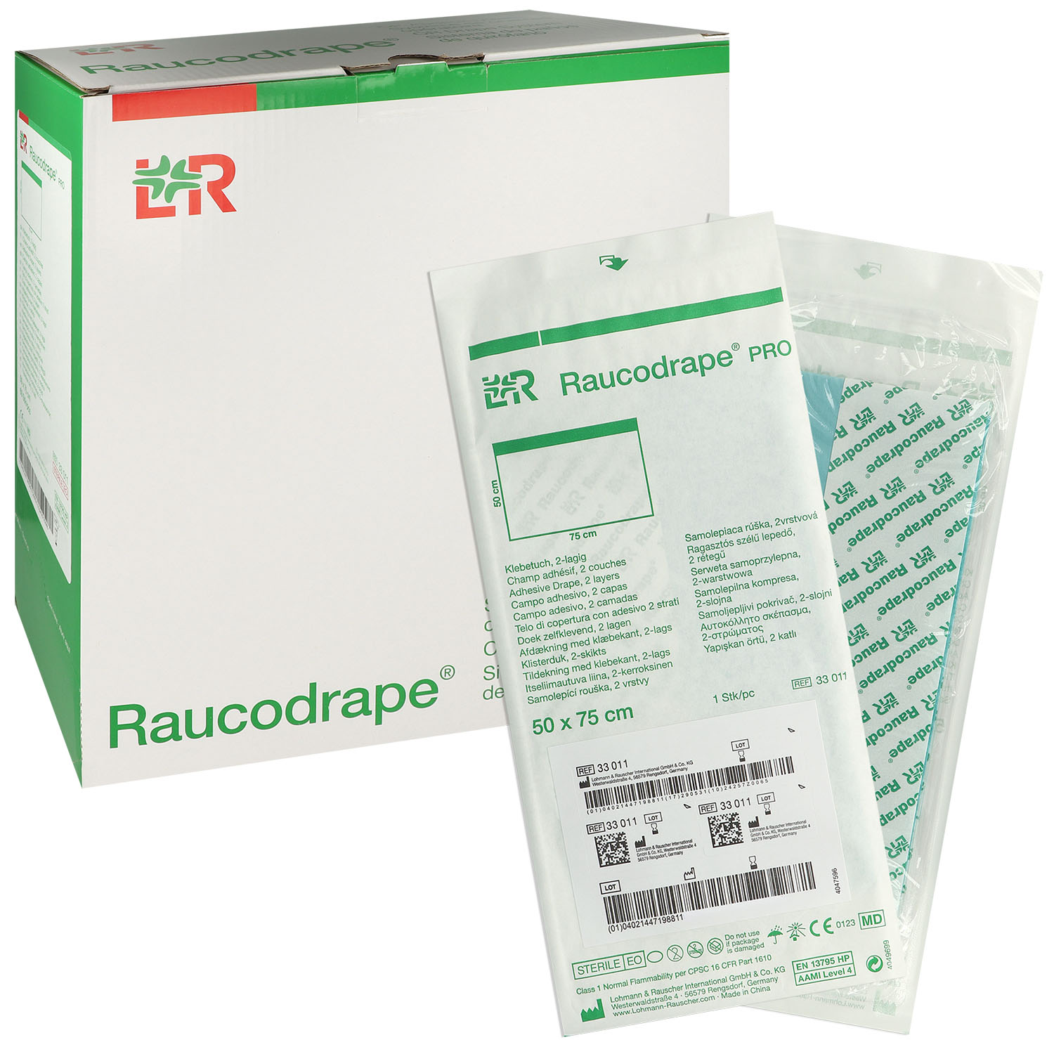 Raucodrape PRO Klebetücher steril 2-lagig 50 x 75 cm - 60 St.
