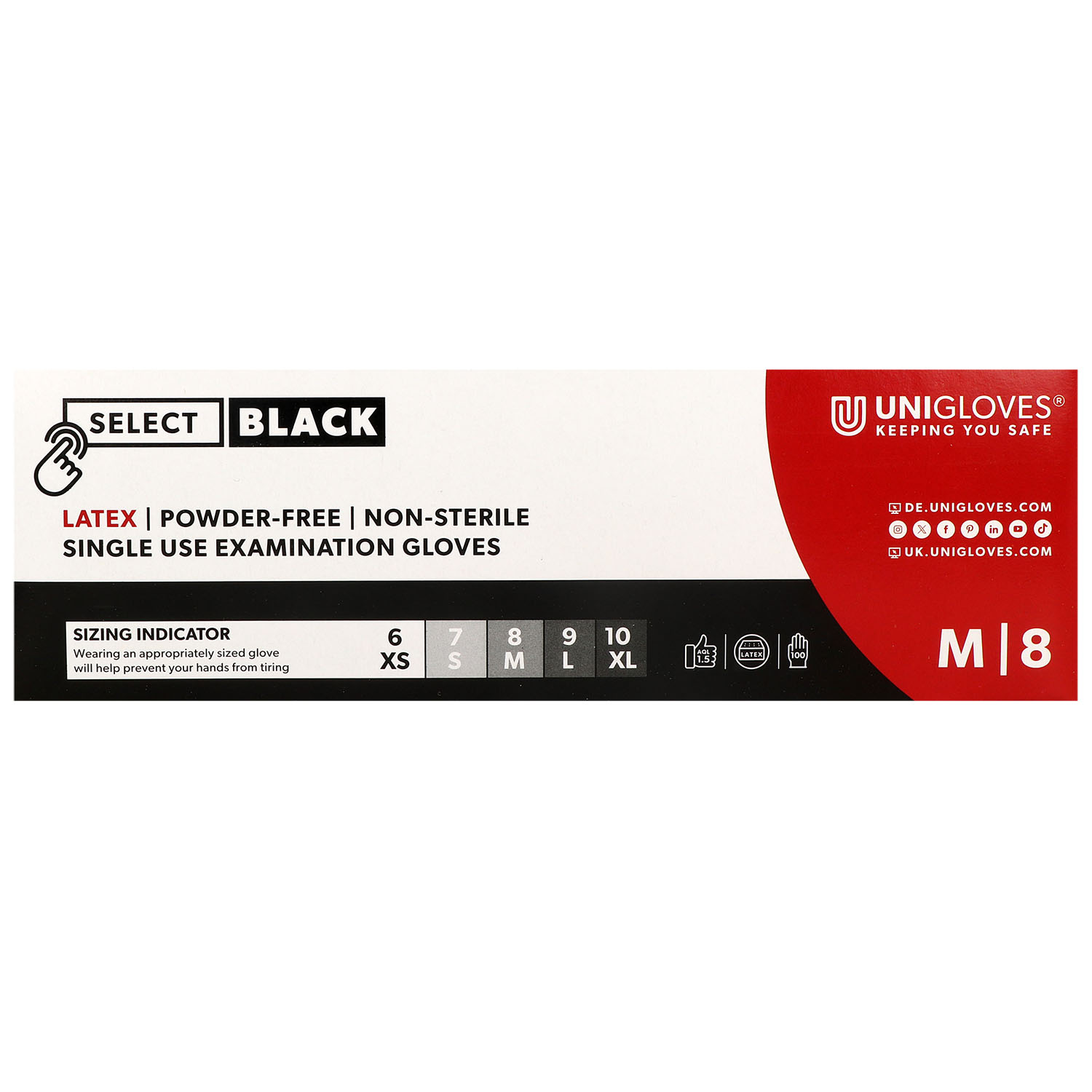 Unigloves SELECT BLACK Latexhandschuhe, puderfrei,  schwarz