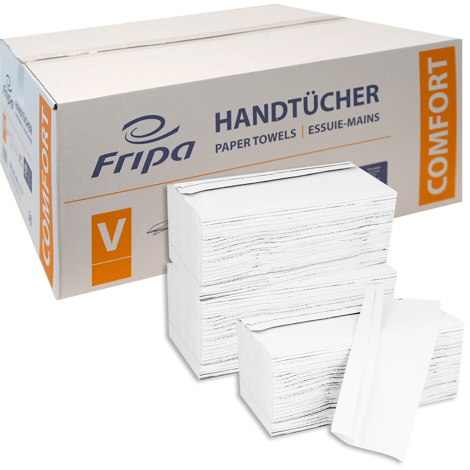 Falthandtücher Comfort 2-lagig hochweiß Interfalz - 25 x 23 cm - 20 x 160 Tücher