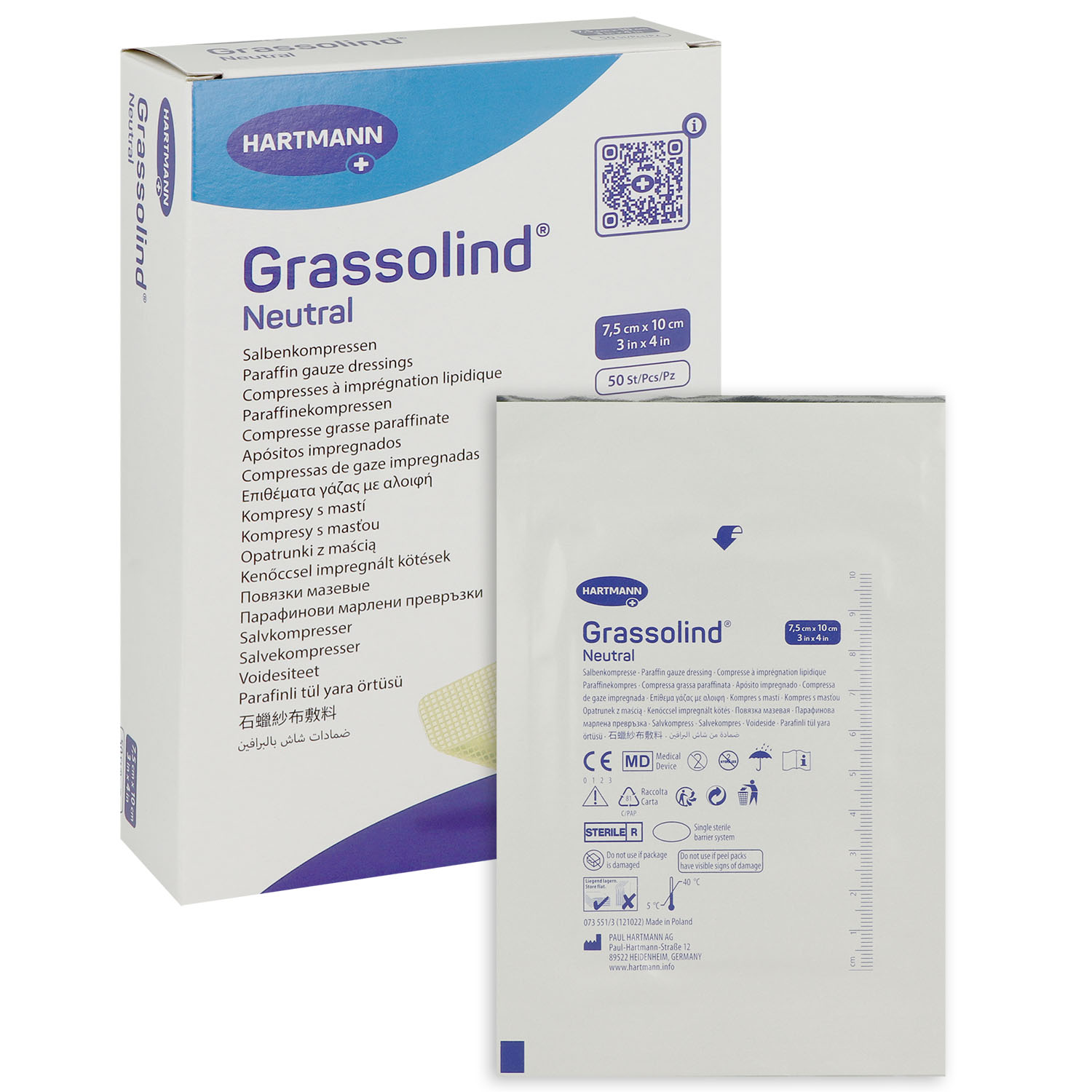 Grassolind wirkstofffreie Salbenkompressen, einzeln steril verpackt