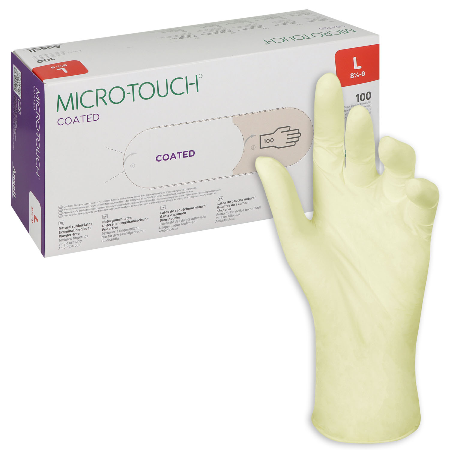 Ansell Micro Touch Coated - Latex-Untersuchungshandschuhe, puderfrei