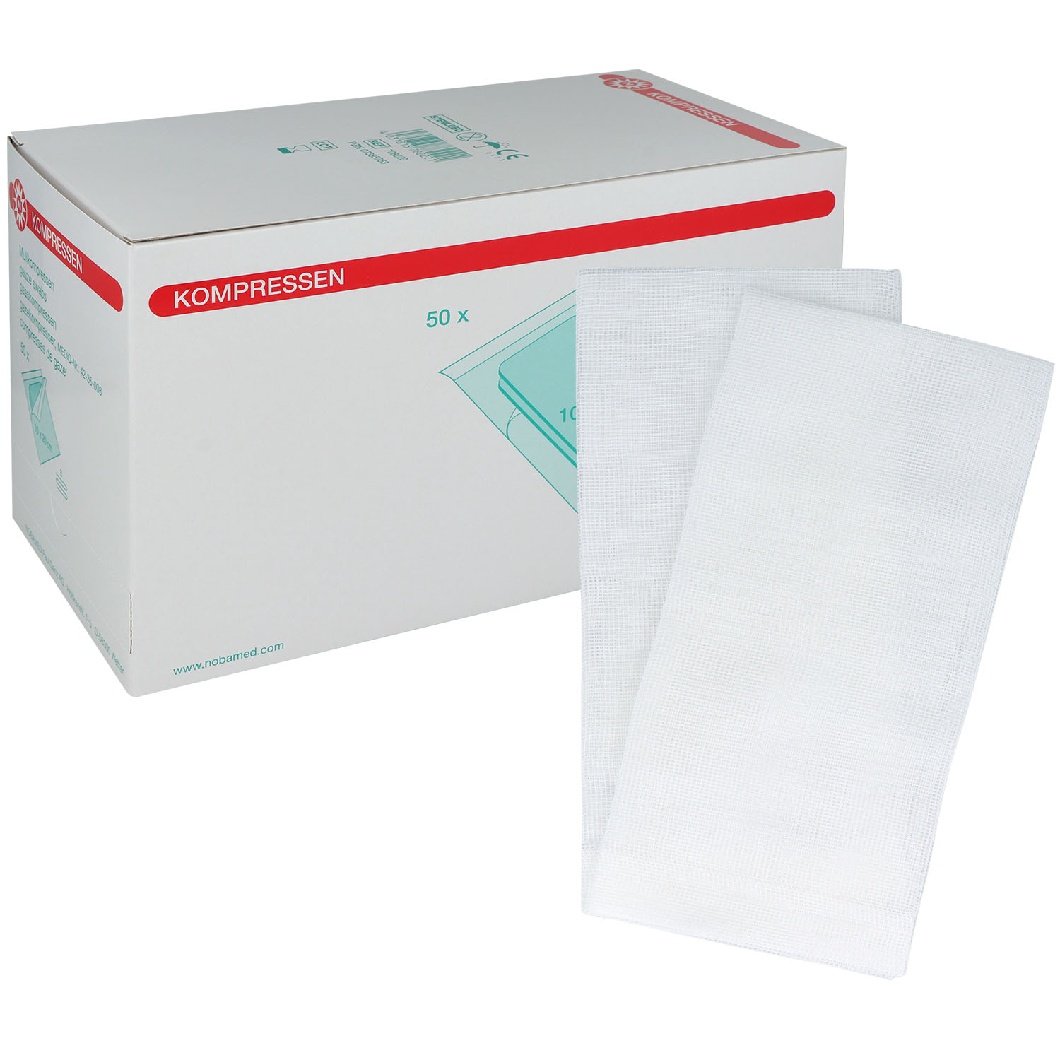 Nobamed Mullkompresse steril 10 x 20 cm - 50 x 2 St. 8-fach