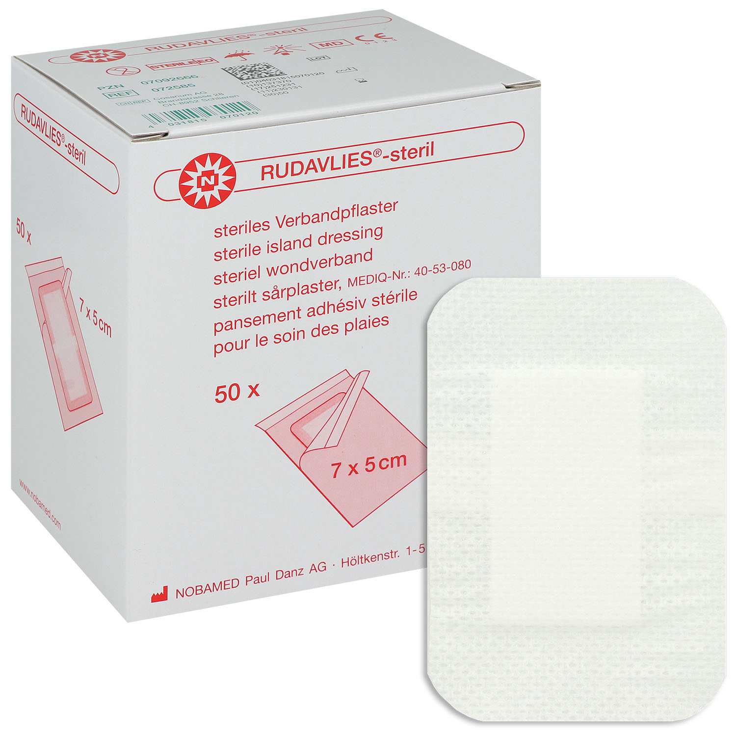 Rudavlies steril Verbandpflaster 7 x 5 cm - 50 St.
