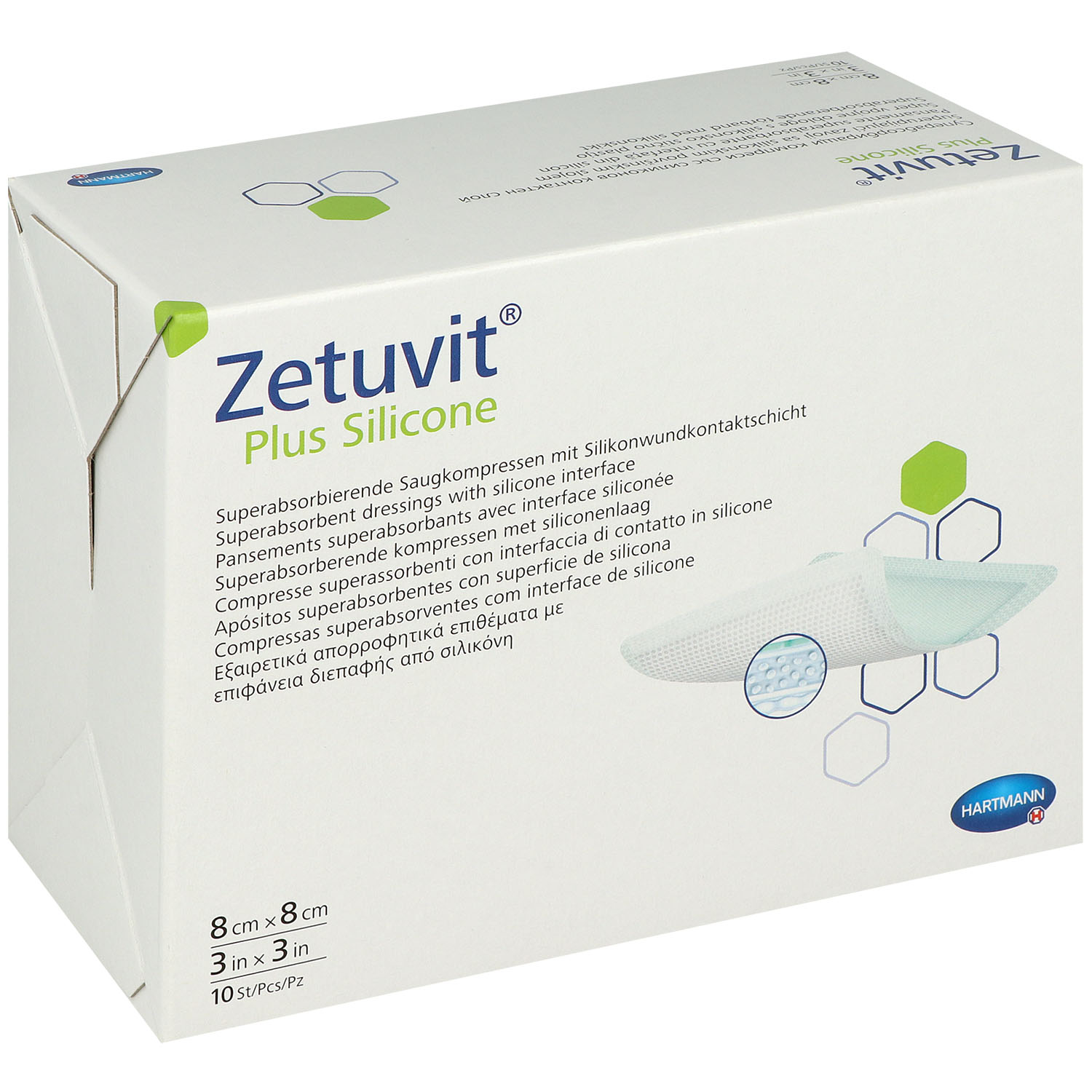 ZETUVIT Plus Silicone steril, Superabsorber-Wundauflage