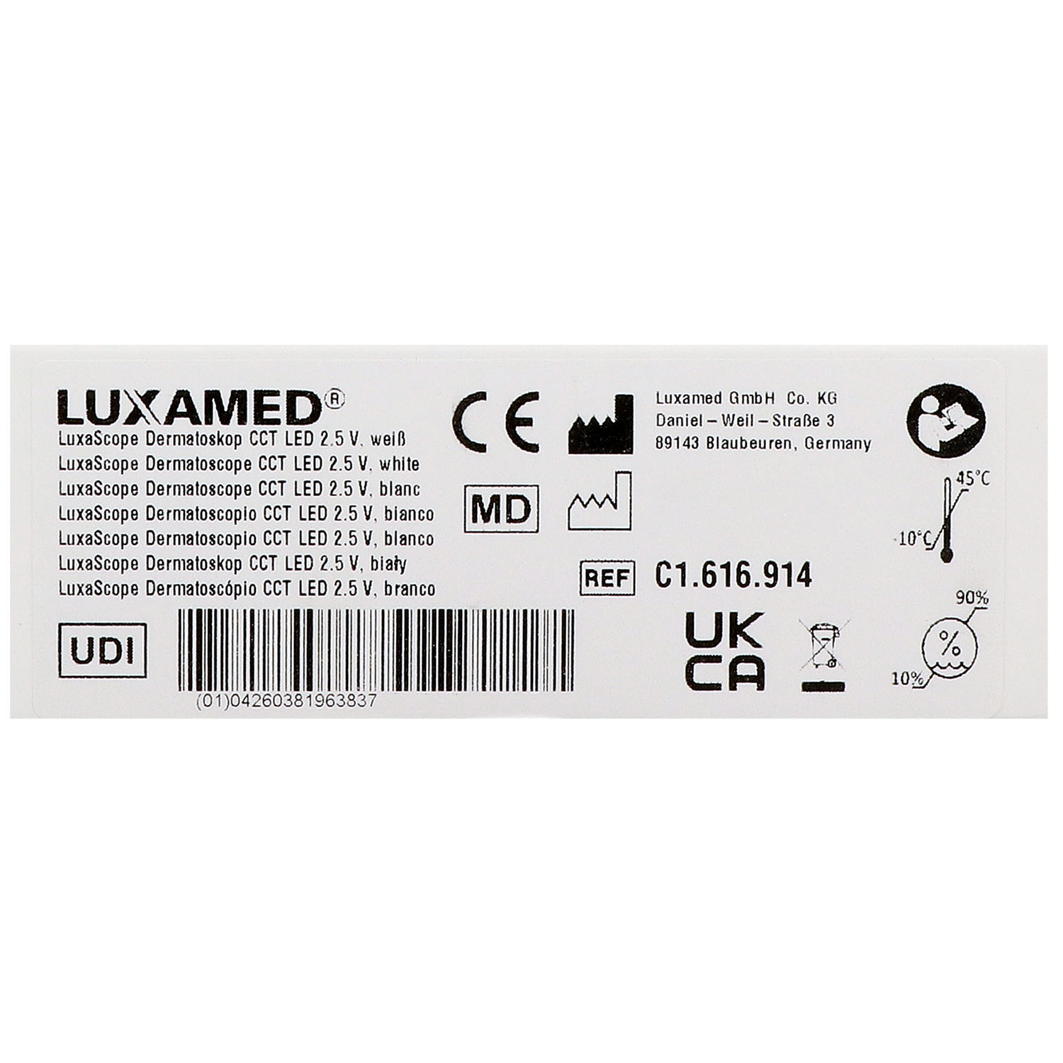 LuxaScope Dermatoskop CCT LED 2.5 V Kontaktscheibe ohne Skalierung