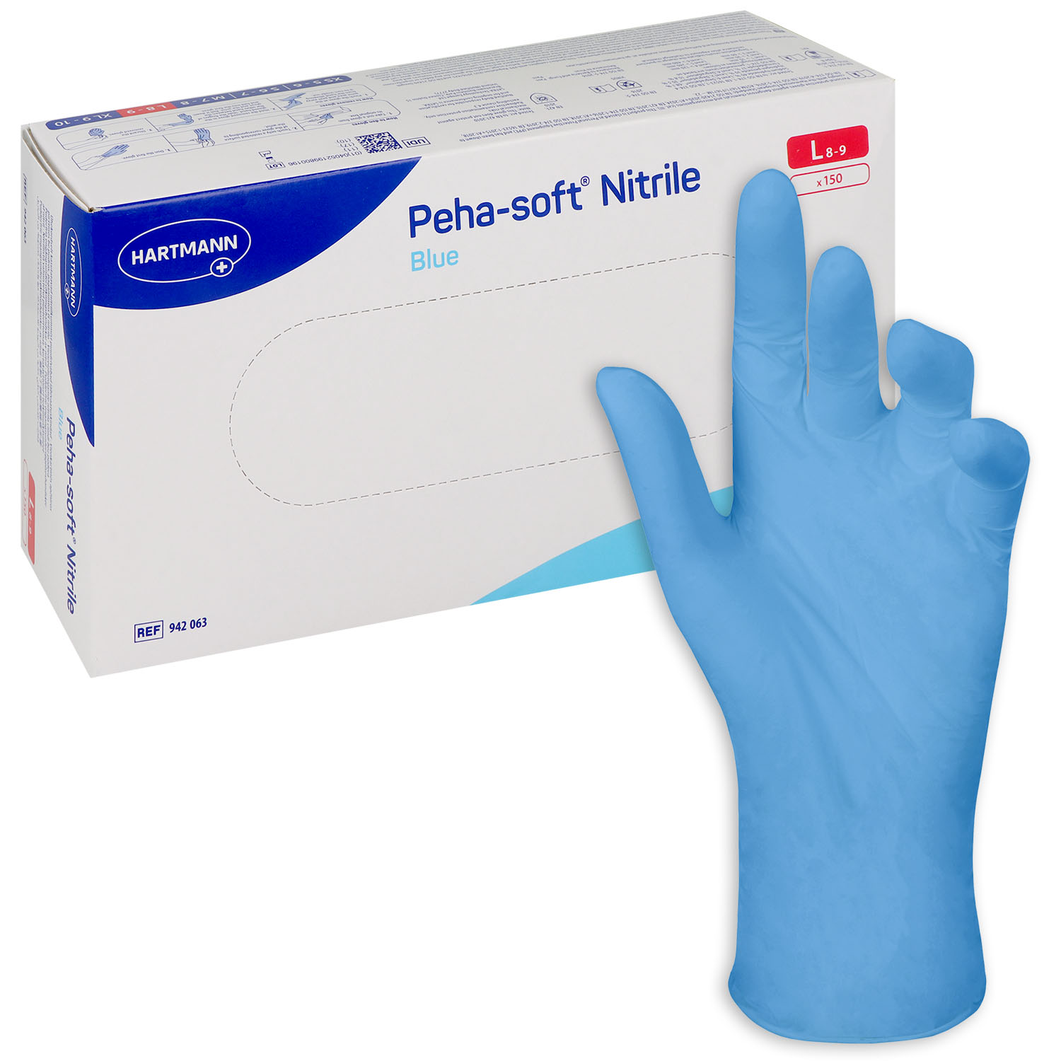 Peha-soft Nitrile Blue, unsteril, im Spenderkarton