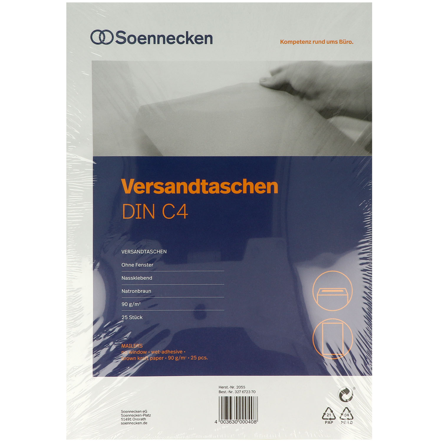Soennecken Versandtasche natronbraun DIN C4 - ohne Fenster - 25 St.