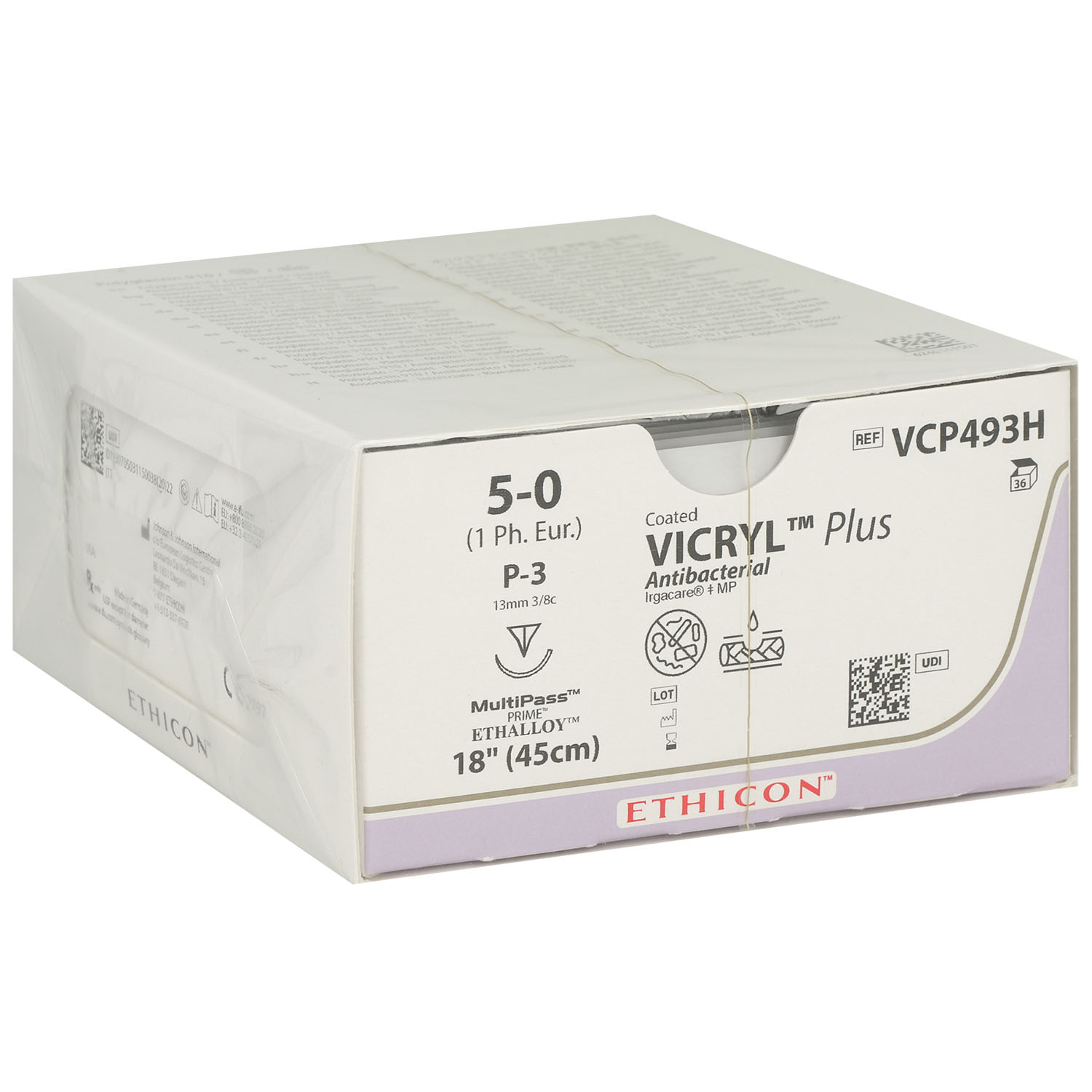 Vicryl Plus geflochten VCP493H; P-3 Prime; 5-0; 45 cm - 36 St.