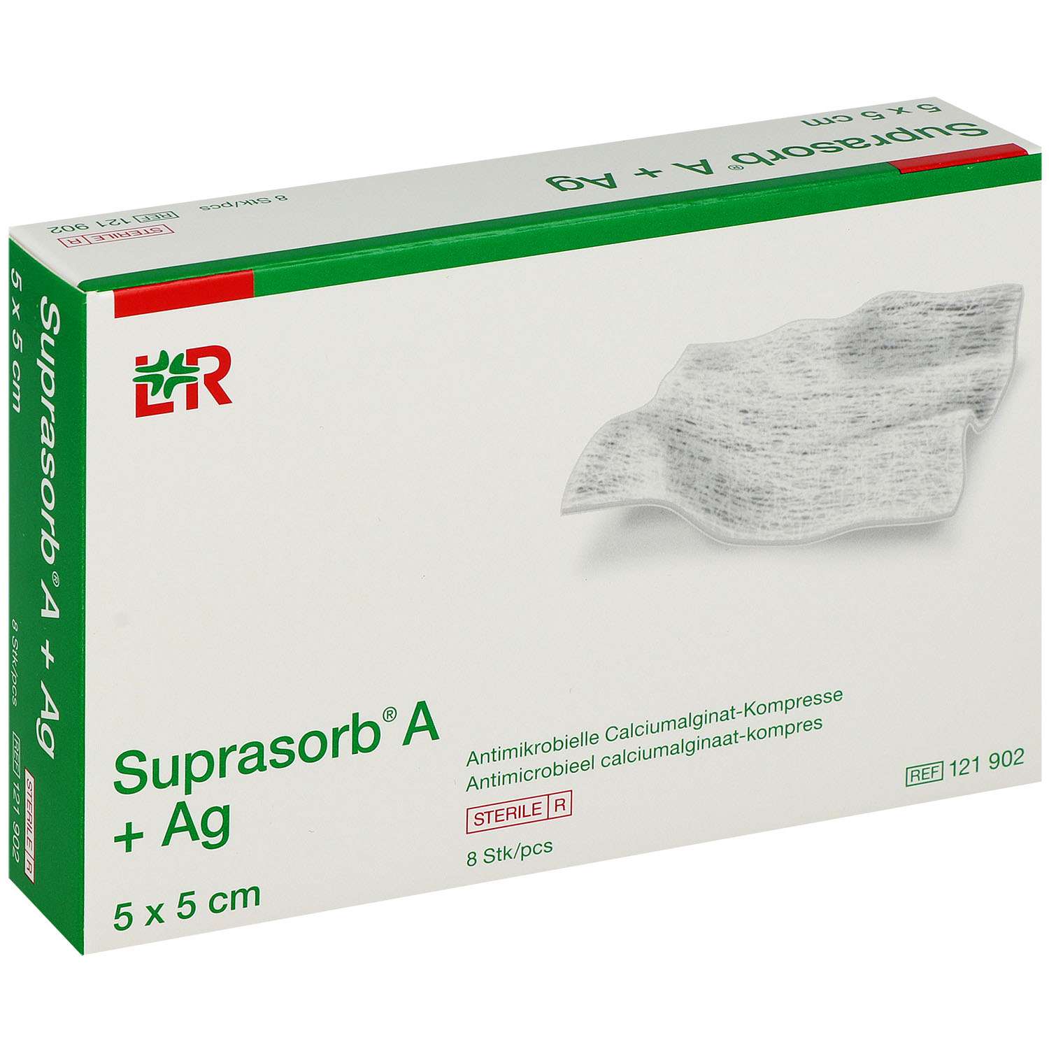 Suprasorb A + Ag Calciumalginat-Kompressen, steril einzeln eingesiegelt