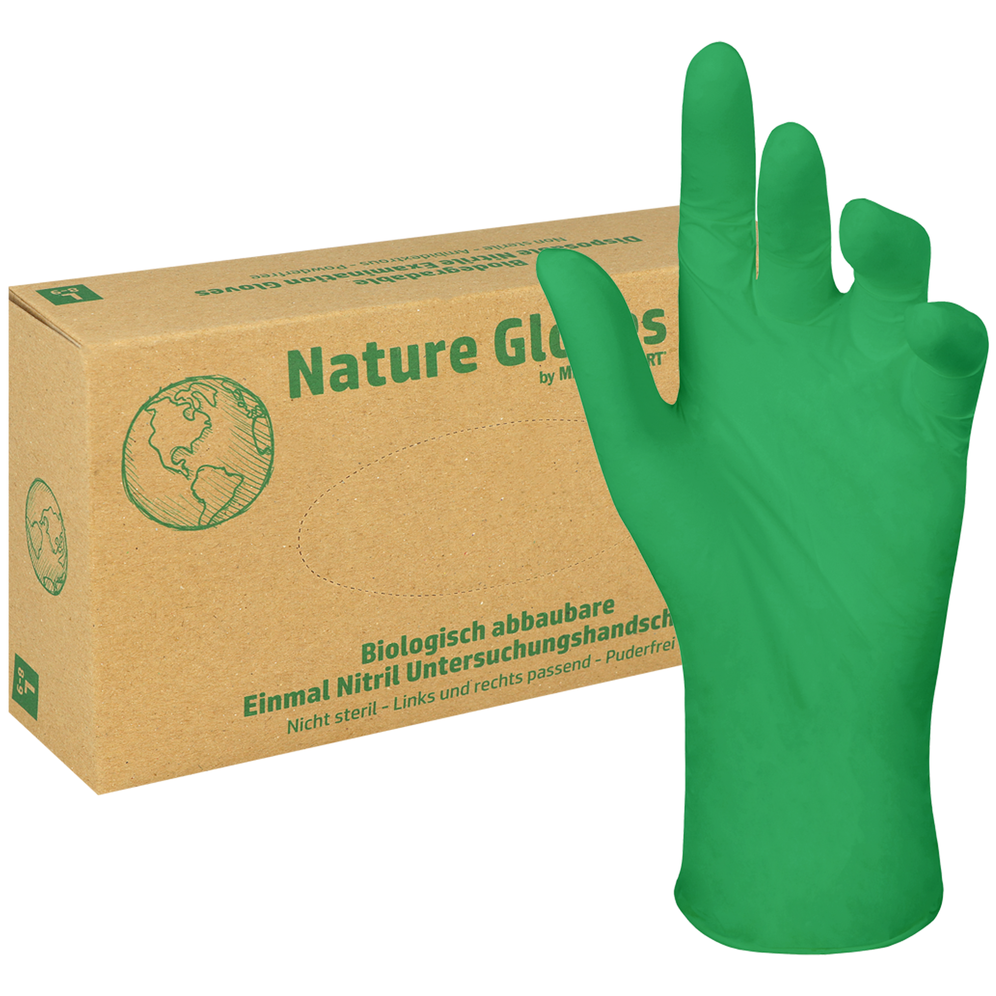 Nature Glove Einmalhandschuhe aus Nitril, biologisch abbaubar
