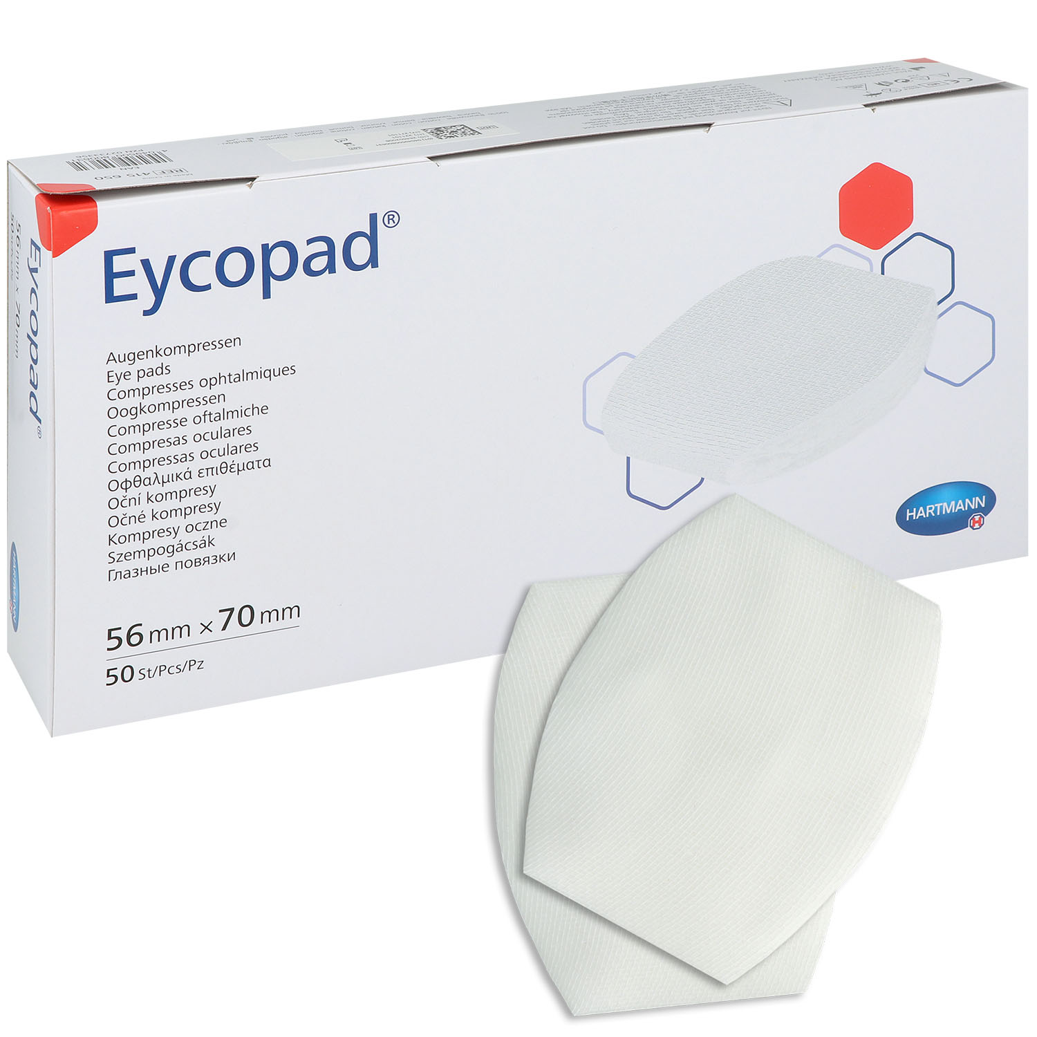 Eycopad Augenkompressen 56 x 70 mm - 50 St.unsteril in Faltschachteln
