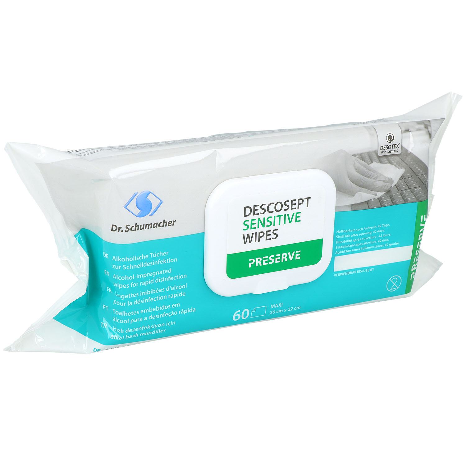 DESCOSEPT Sensitive Wipes 1 x 60 Tücher - 20 x 22cm