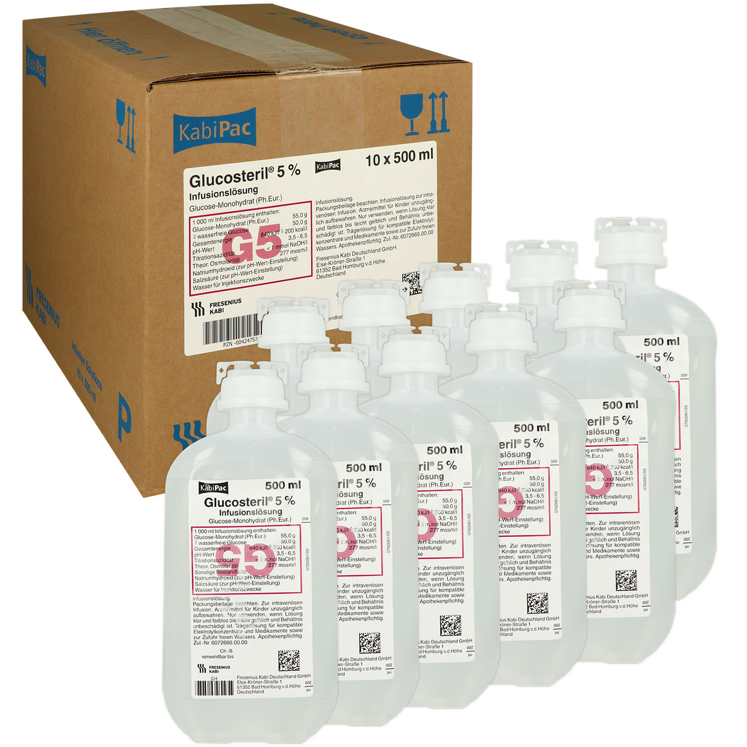 Glucosteril 5% Infusionslösung in Kunstoffflasche 10 x 500 ml