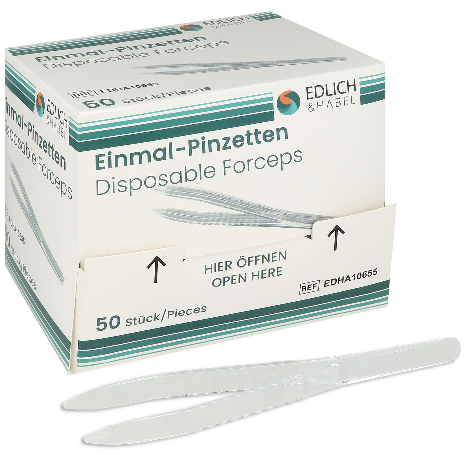 Einmal-Pinzetten glasklar anatomisch - 12.5 cm - steril