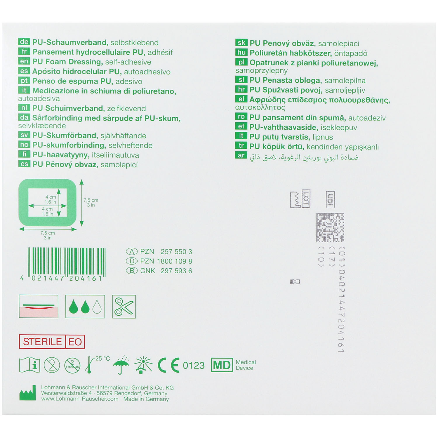 Suprasorb P PU-Schaumverband, steril, selbstklebend