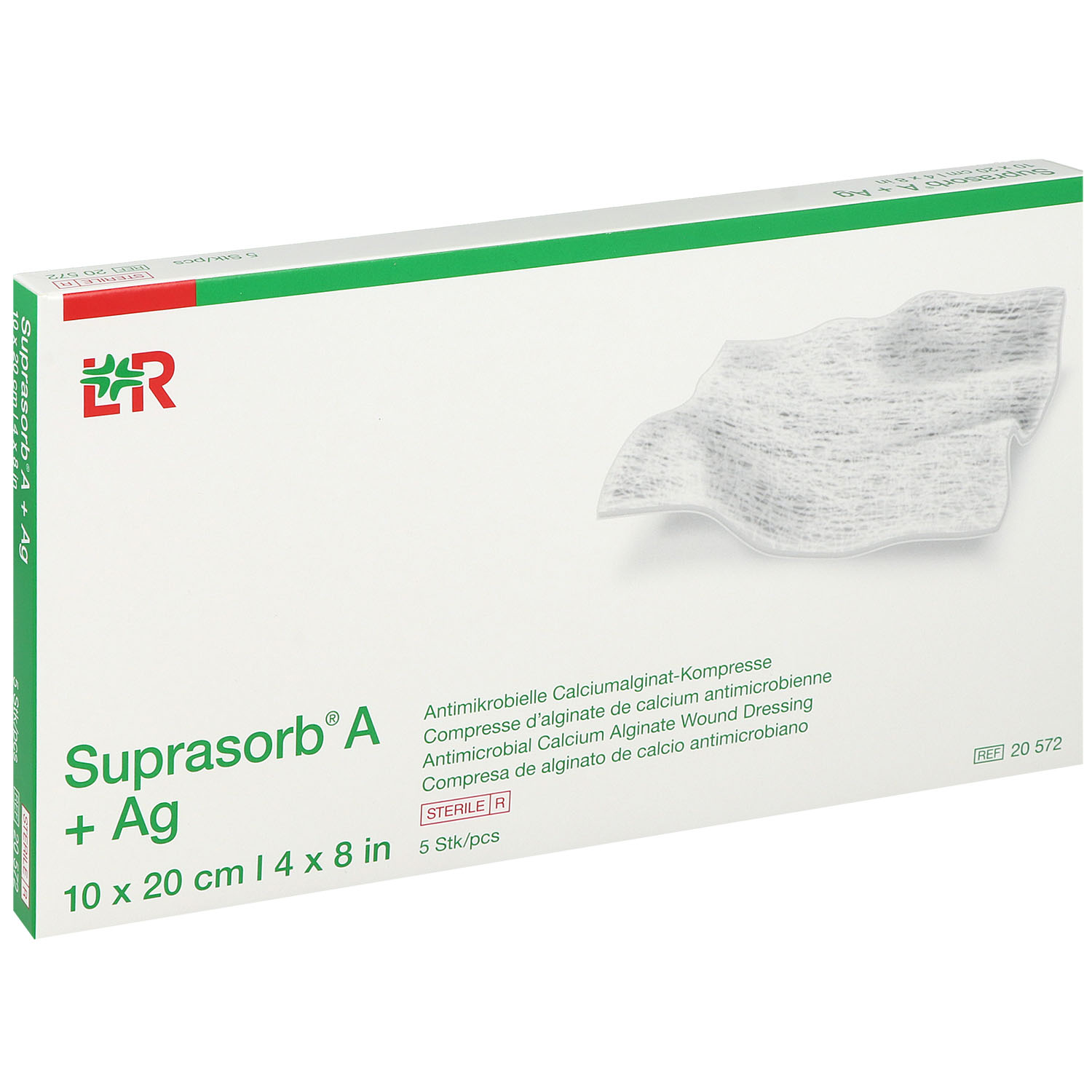 Suprasorb A + Ag Calciumalginat-Kompressen, steril einzeln eingesiegelt