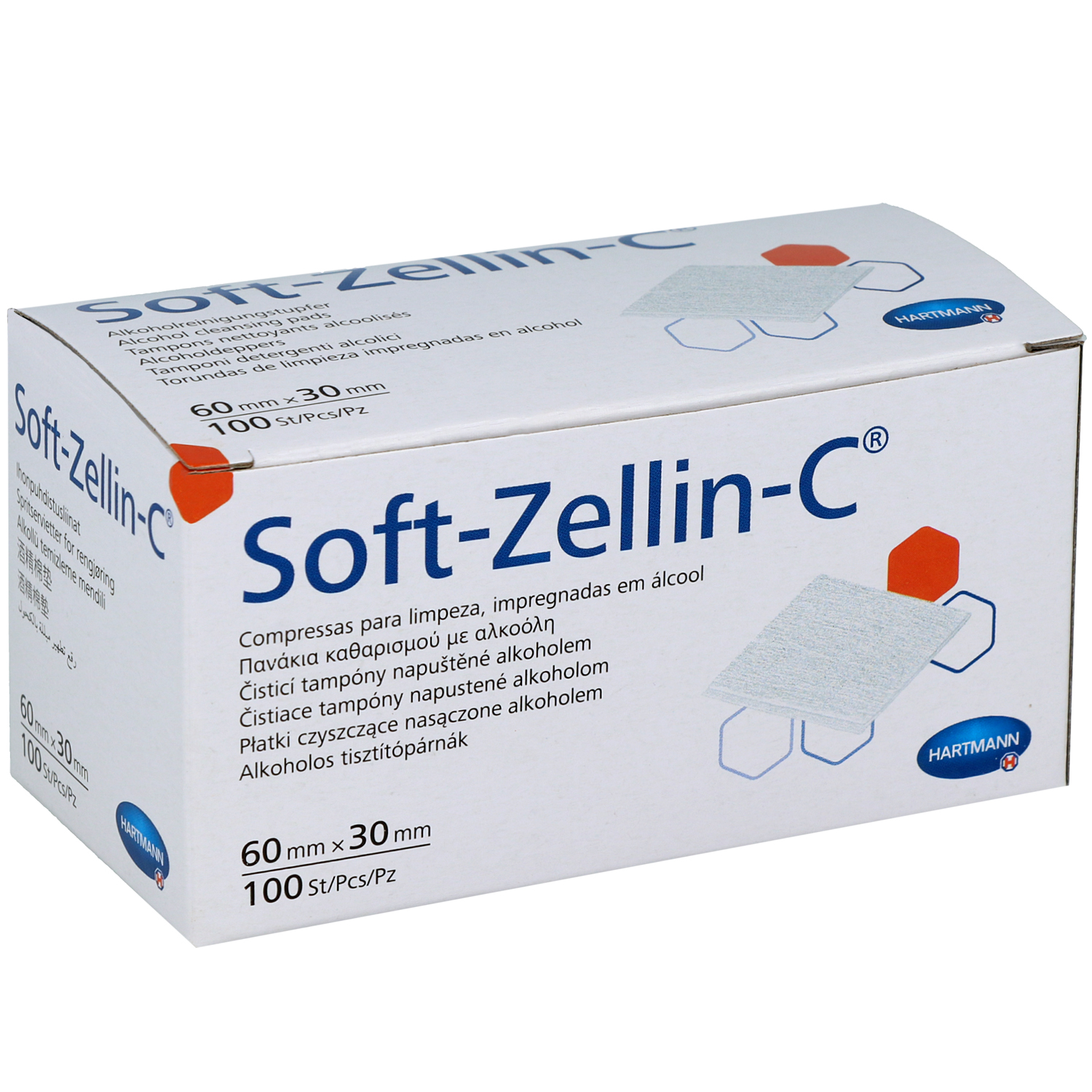 Soft-Zellin Alkoholtupfer, 100 St., gebrauchsfertig, einzeln versiegelt