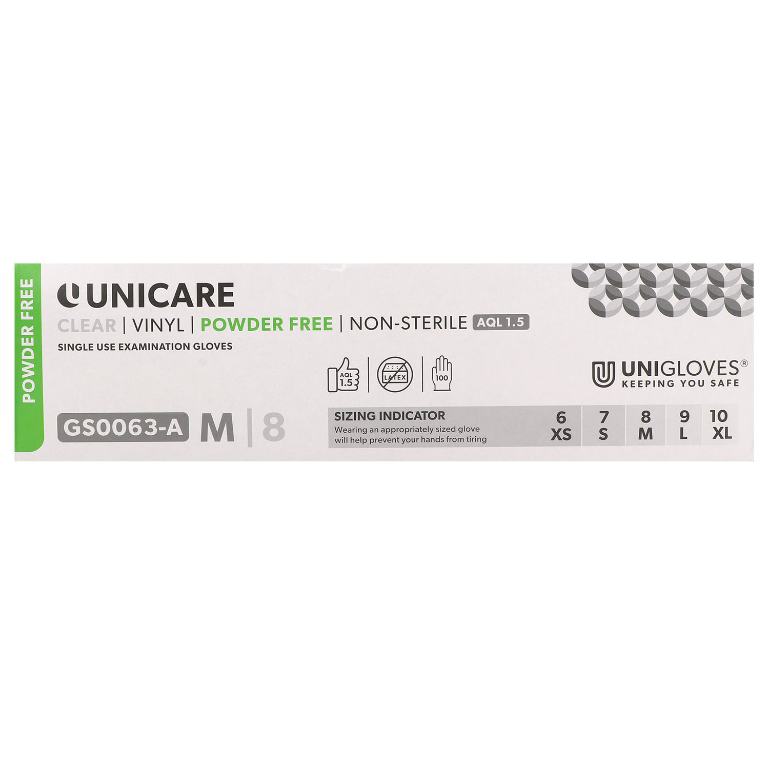 UNICARE CLEAR VINYL, Vinyl-Untersuchungshandschuhe, puderfrei, unsteril