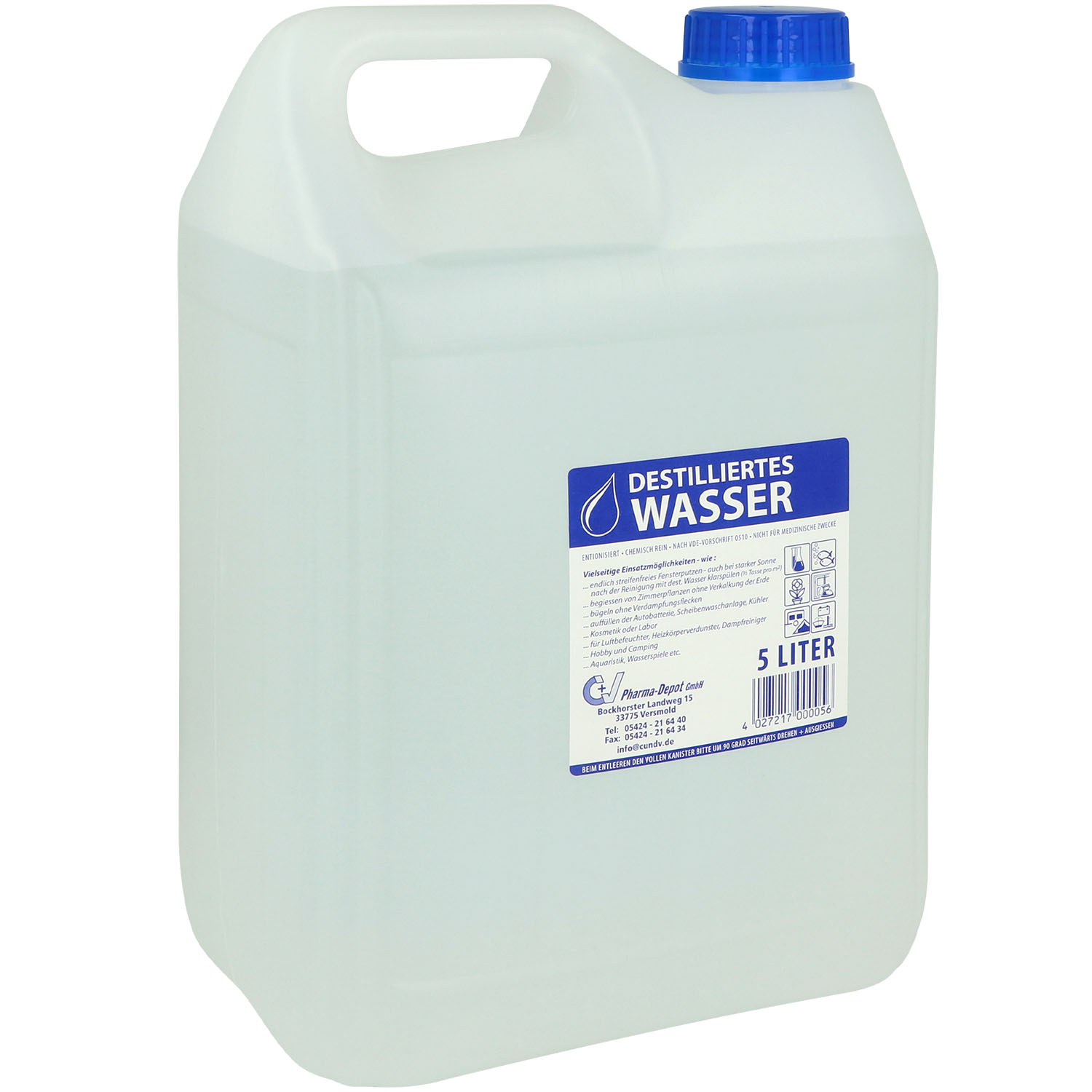 Aqua dest, destilliertes Wasser 5 l - 1 Stück