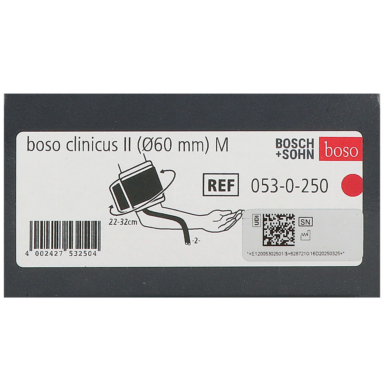 boso clinicus II, Ø 60 mm, rot mit Klettenmanschette schwarz, Größe M 