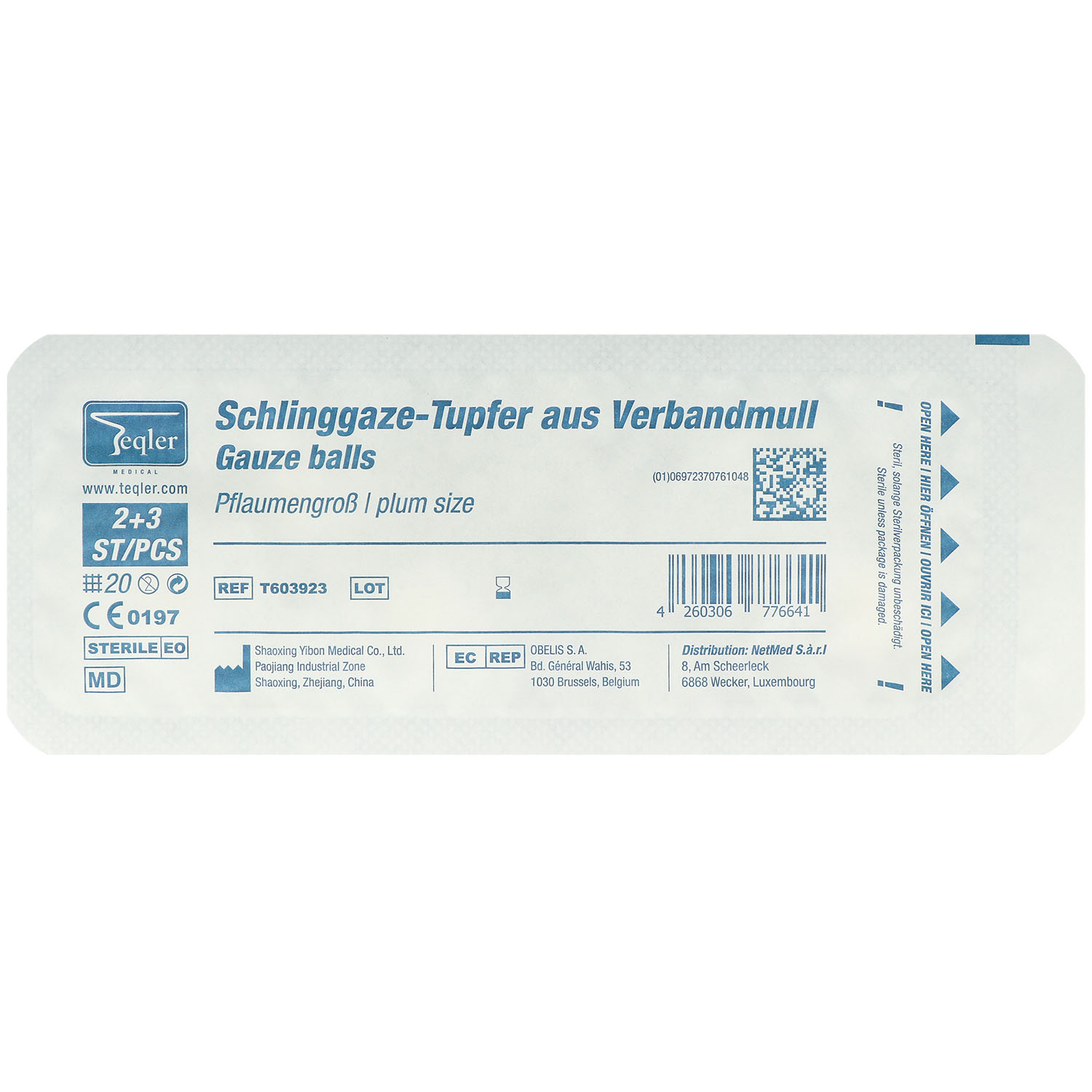 Teqler Schlinggaze-Tupfer, steril