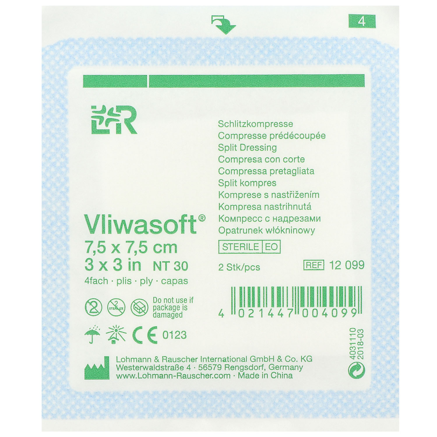 Vliwasoft Schlitzkompressen mit Y-Einschnitt