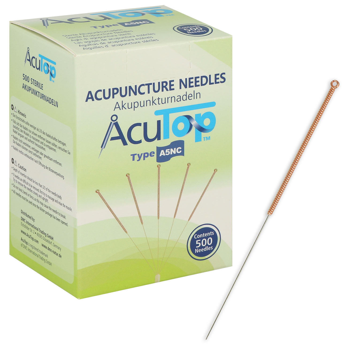 AcuTop Akupunkturnadeln A5NC, Kupfergriff, unbeschichtet 0.25 x 25 mm - 500 St.