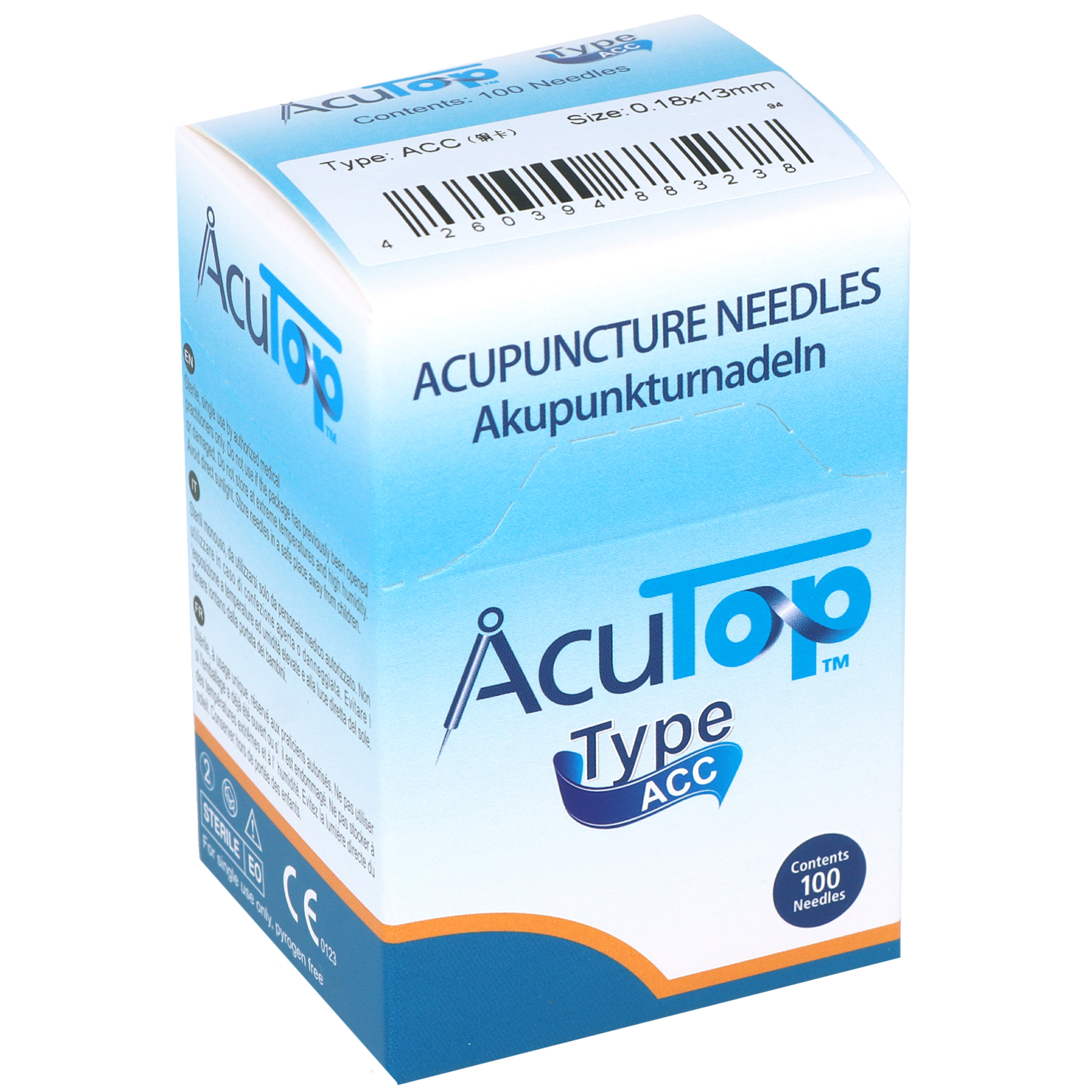 Akupunkturnadeln AcuTop Typ ACC, mit Kupferwendelgriff, silikonisiert, ohne Führrohr, 100 St.