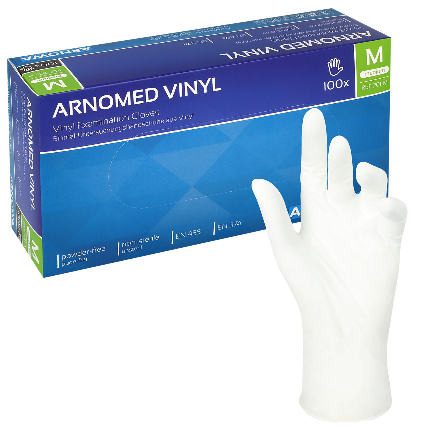 Arnomed Vinyl-Untersuchungshandschuhe, puderfrei, unsteril