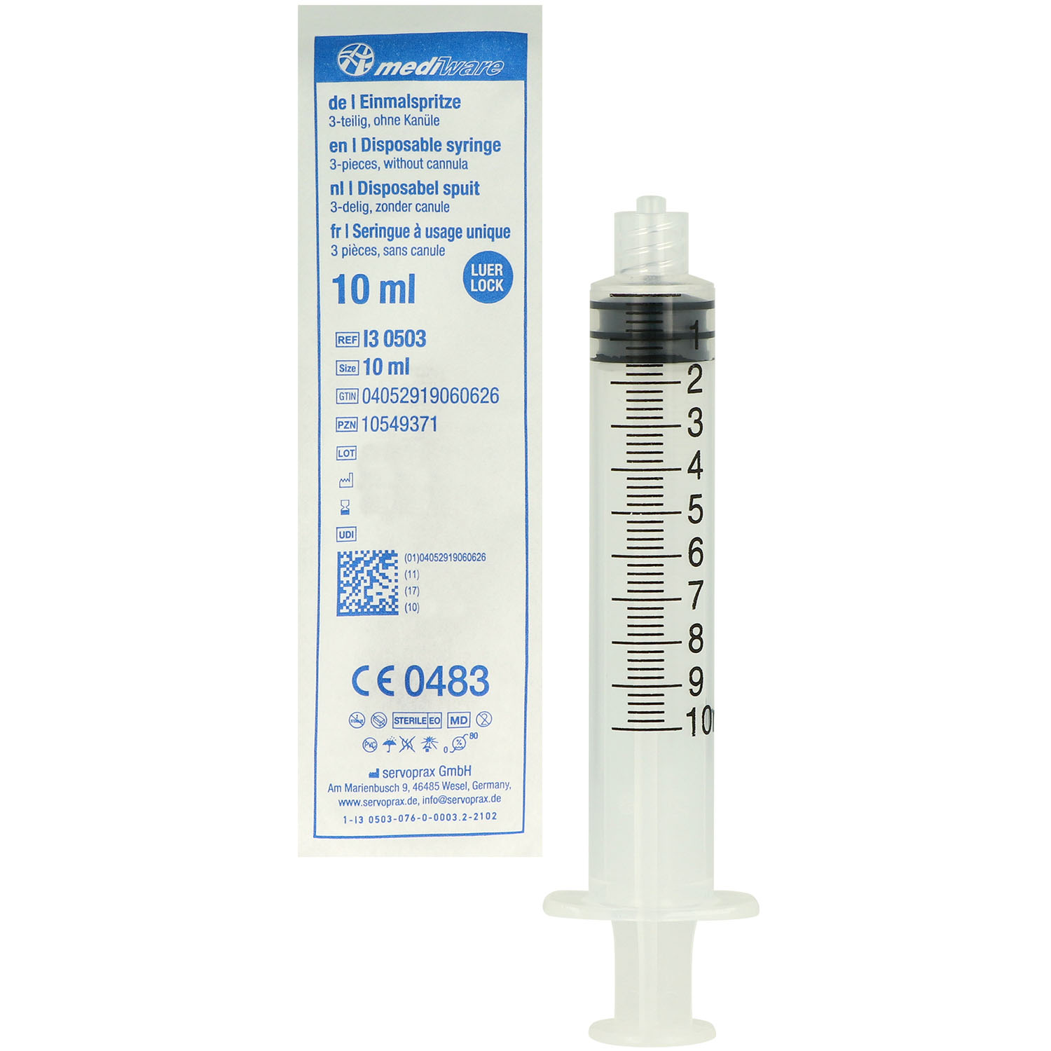 Mediware Einmalspritzen Luer Lock 10 ml - 100 St.