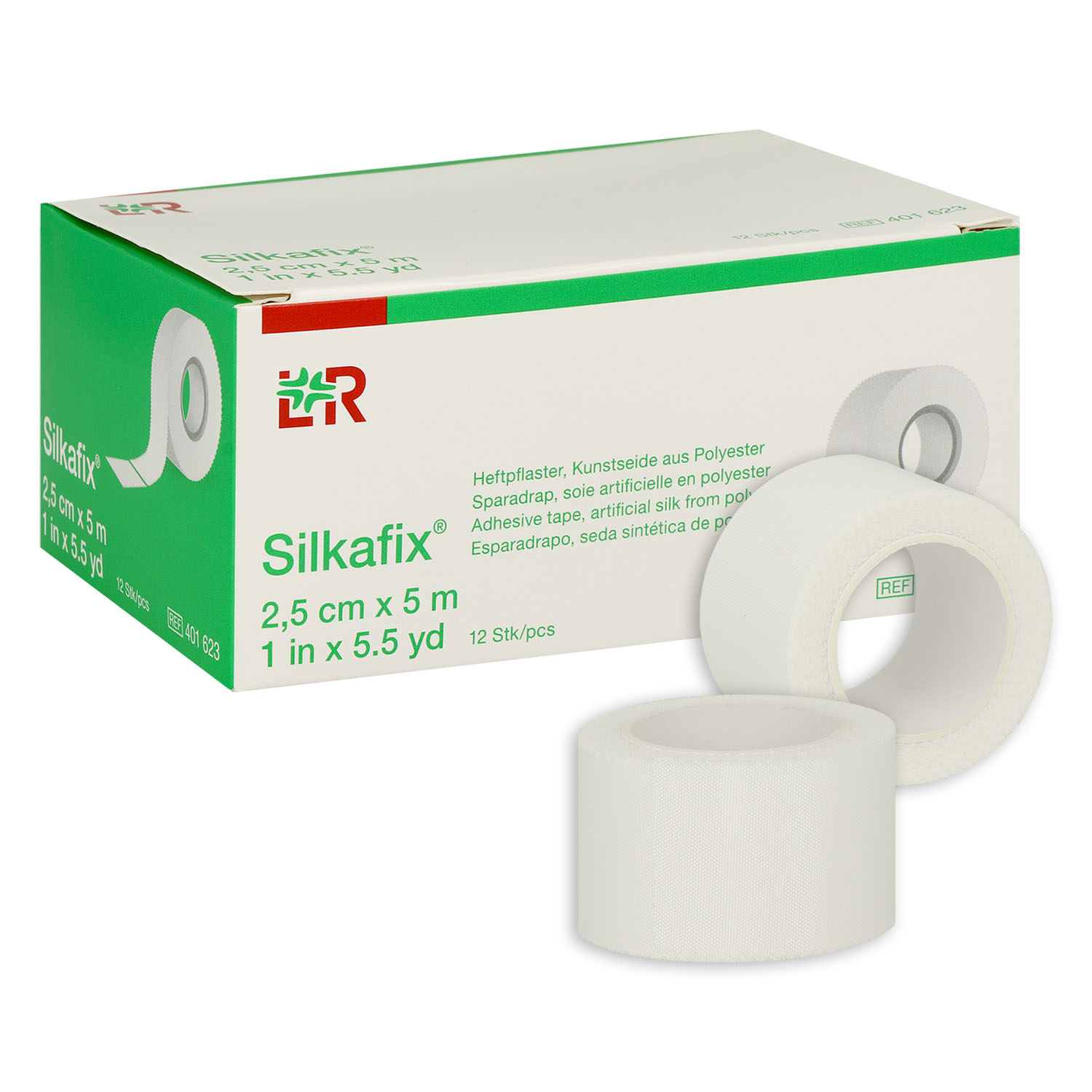 Silkafix-Heftpflaster weiß, Rolle auf Kunststoff-Knipsspule