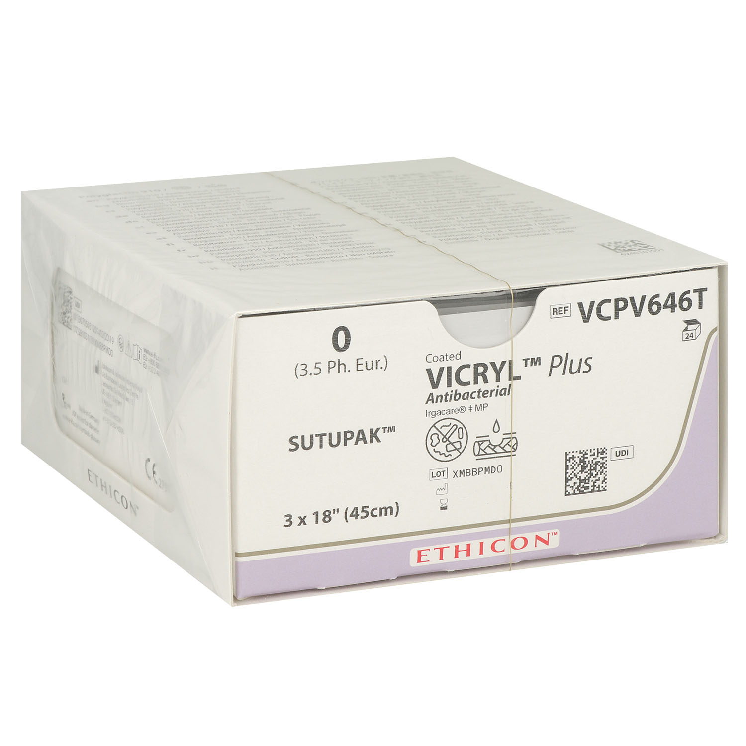 Vicryl Plus ungefärbt geflochten VCPV646T; 0; 3 x 45 cm - 24 St.